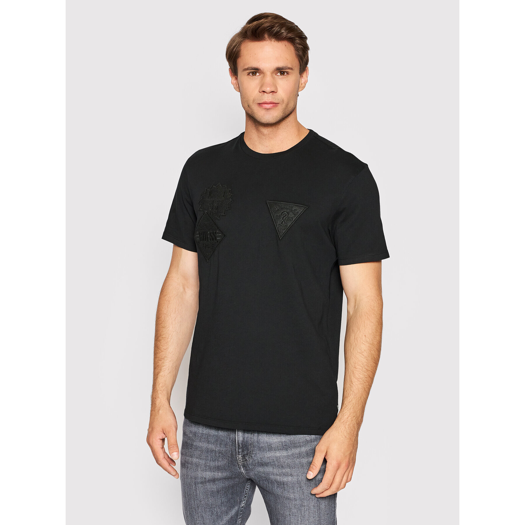 Guess Tricou M2YI63 K9RM1 Negru Slim Fit - Pled.ro