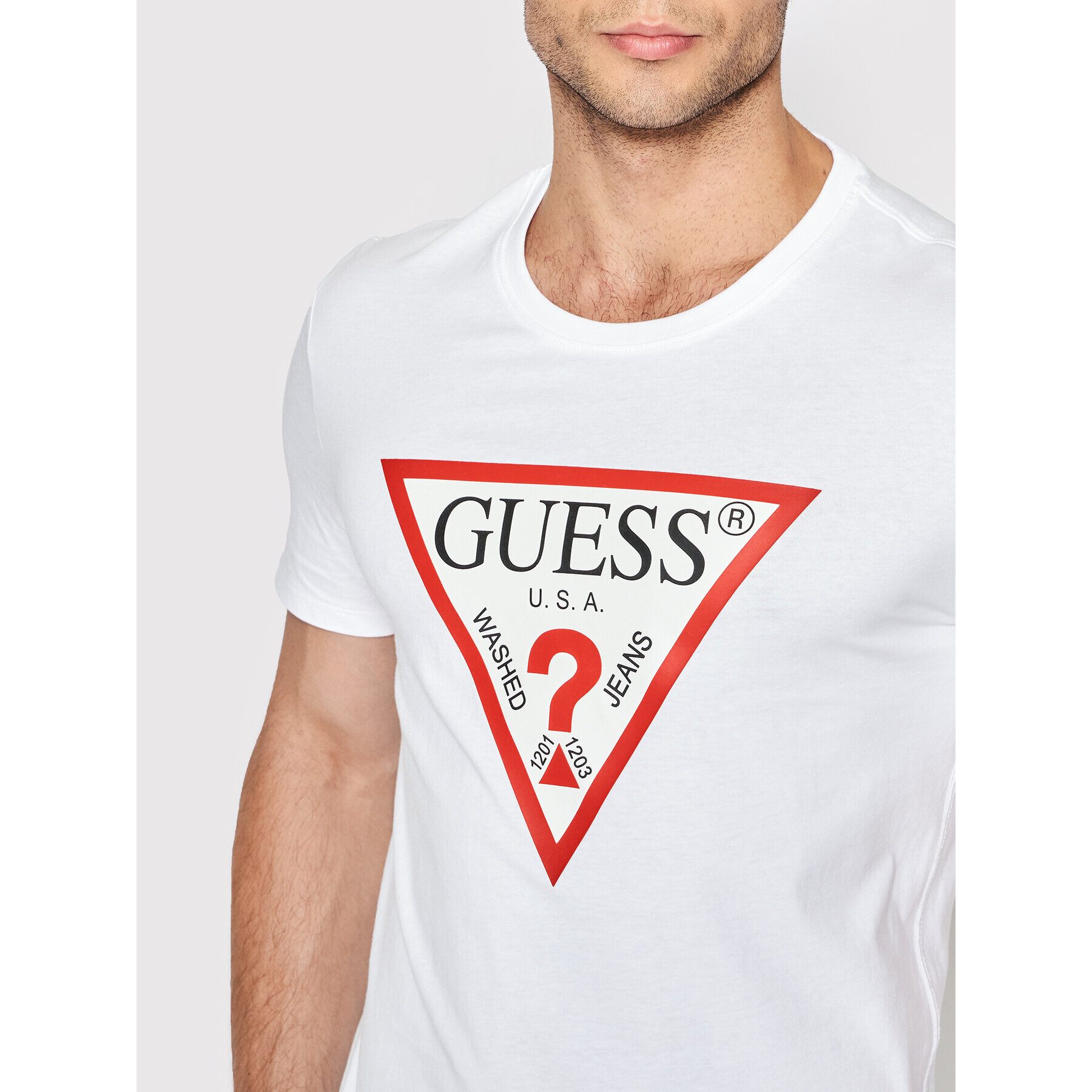 Guess Tricou M2YI71 I3Z11 Alb Slim Fit - Pled.ro