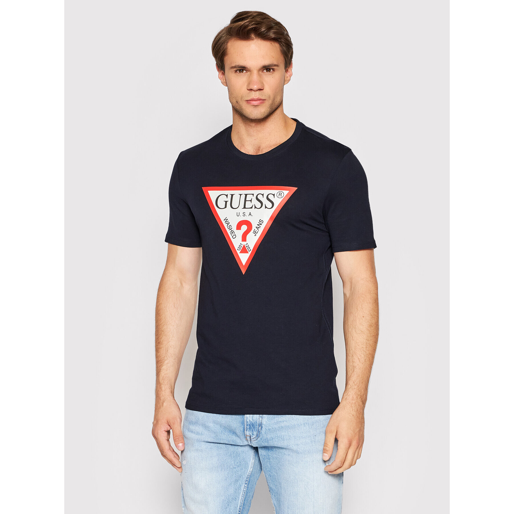 Guess Tricou M2YI71 I3Z11 Bleumarin Slim Fit - Pled.ro