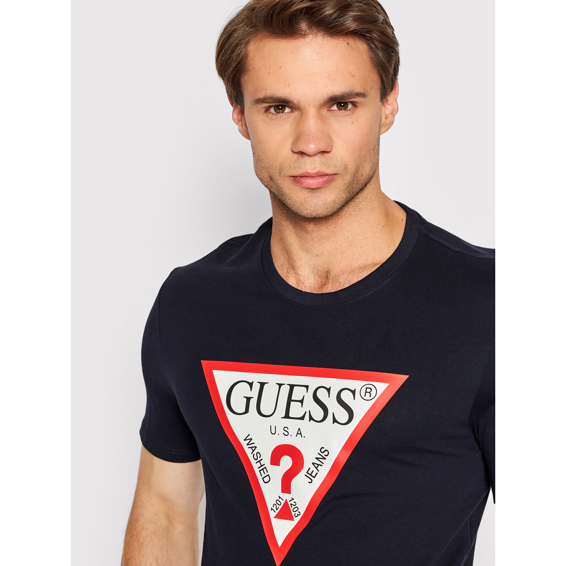 Guess Tricou M2YI71 I3Z11 Bleumarin Slim Fit - Pled.ro