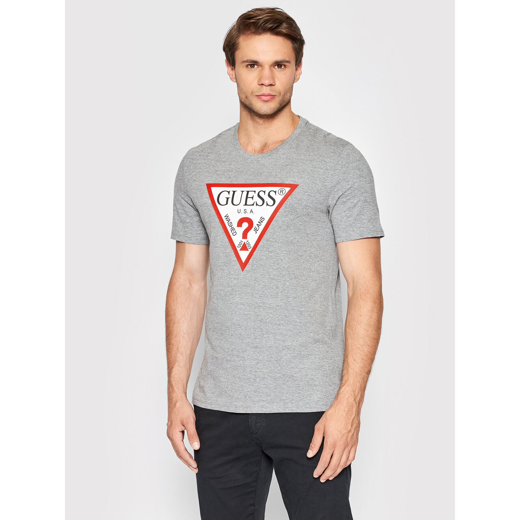 Guess Tricou M2YI71 I3Z11 Gri Slim Fit - Pled.ro