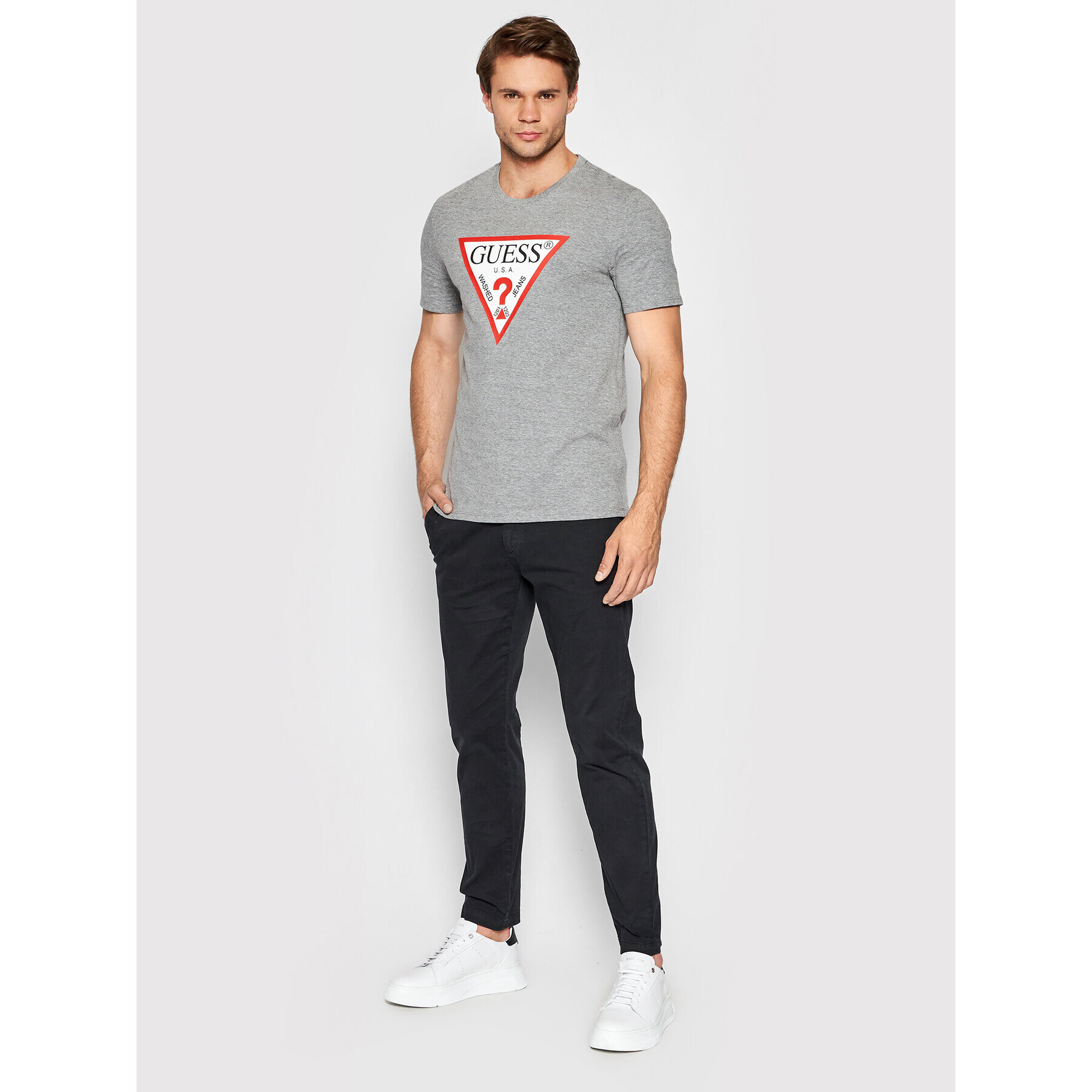 Guess Tricou M2YI71 I3Z11 Gri Slim Fit - Pled.ro