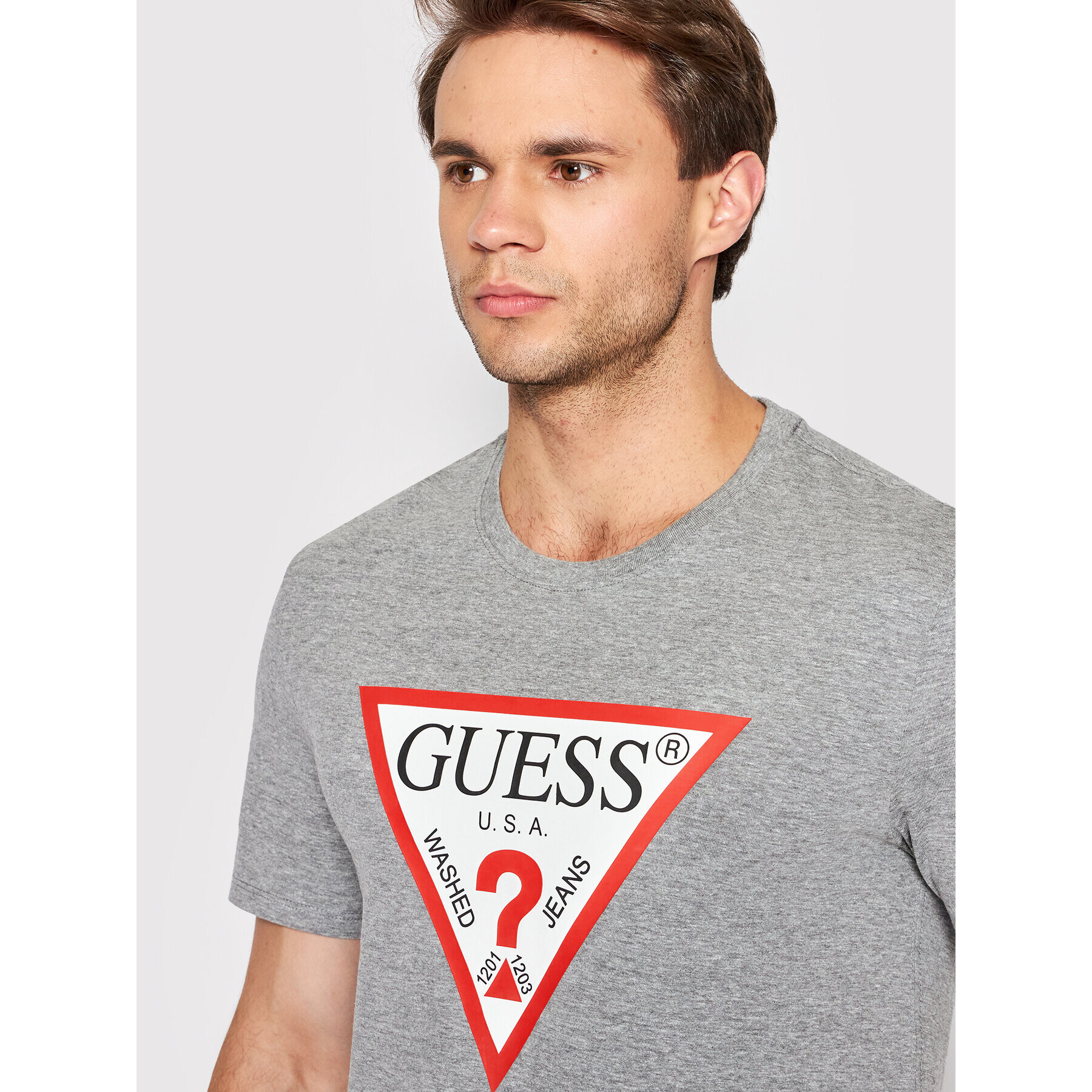 Guess Tricou M2YI71 I3Z11 Gri Slim Fit - Pled.ro