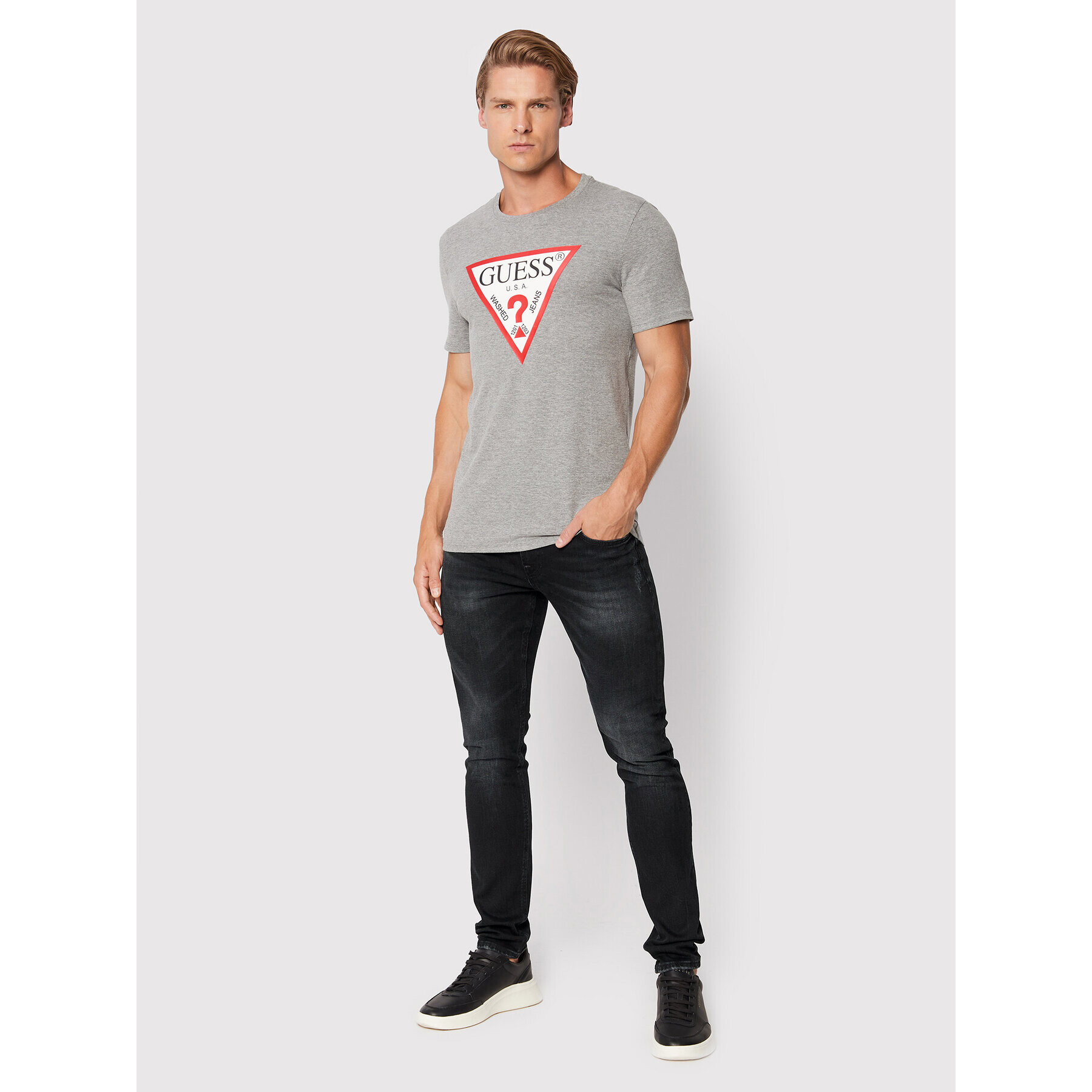 Guess Tricou M2YI71 I3Z11 Gri Slim Fit - Pled.ro