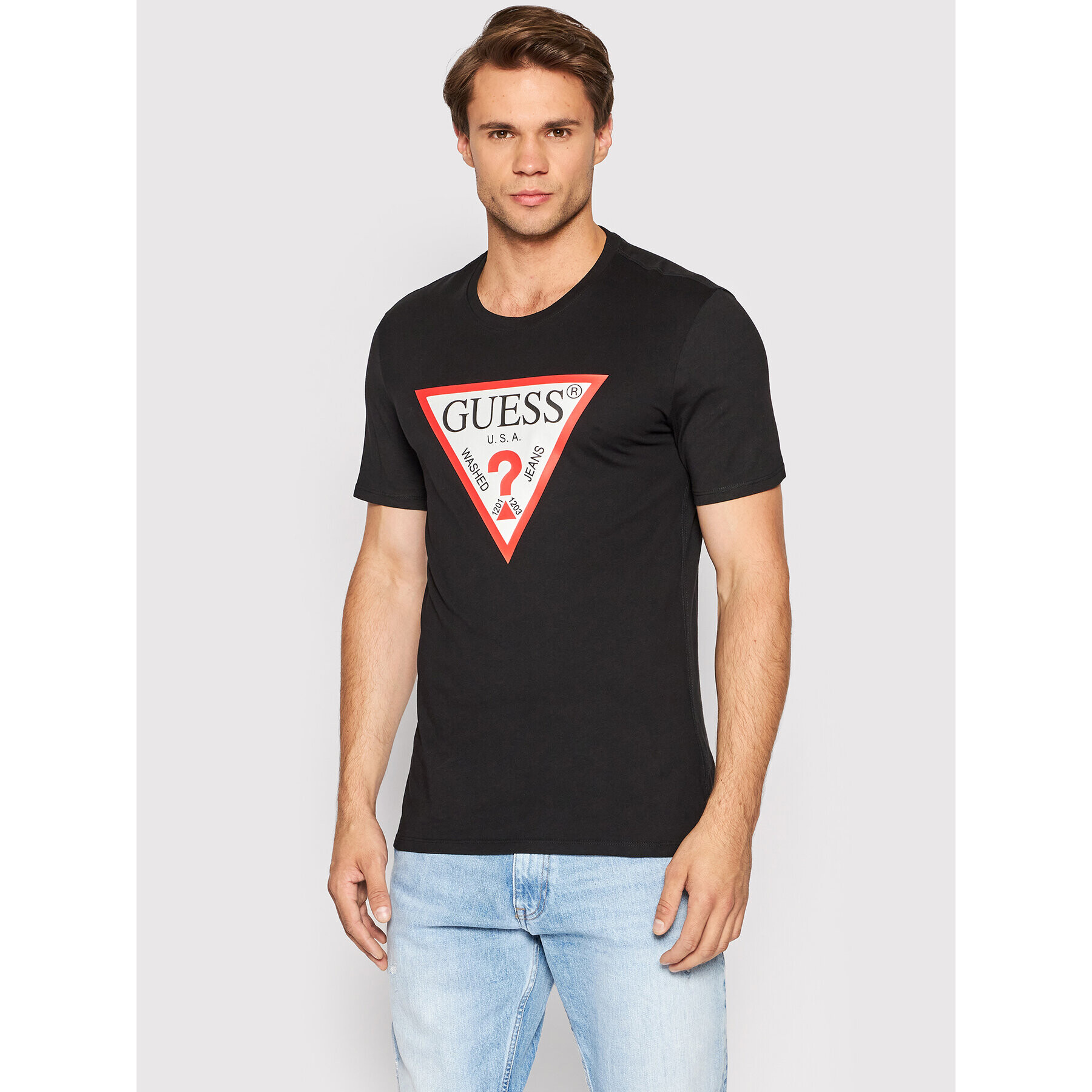 Guess Tricou M2YI71 I3Z11 Negru Slim Fit - Pled.ro