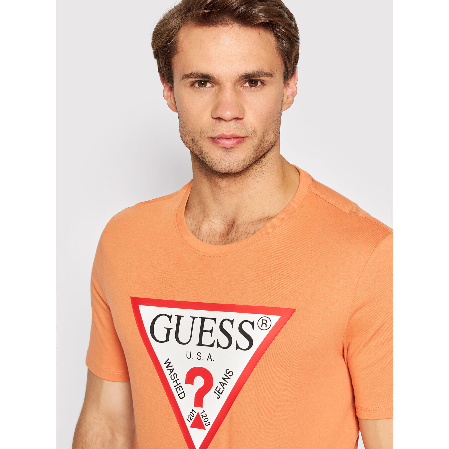 Guess Tricou M2YI71 I3Z11 Portocaliu Slim Fit - Pled.ro