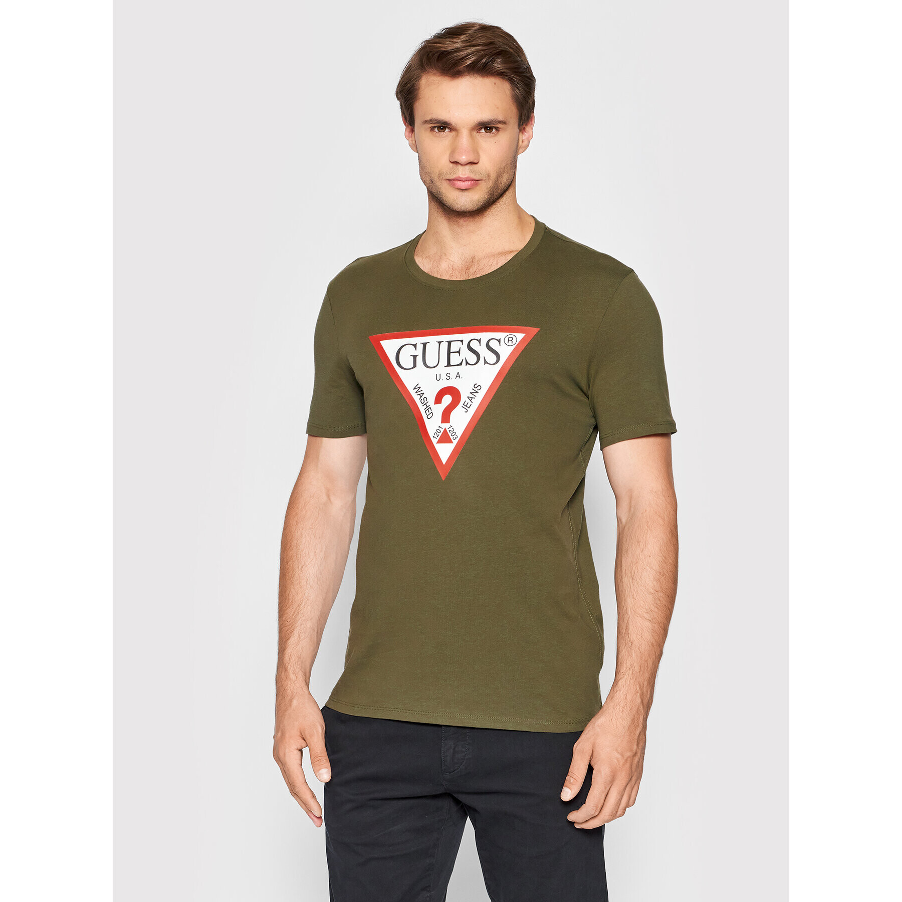 Guess Tricou M2YI71 I3Z11 Verde Slim Fit - Pled.ro