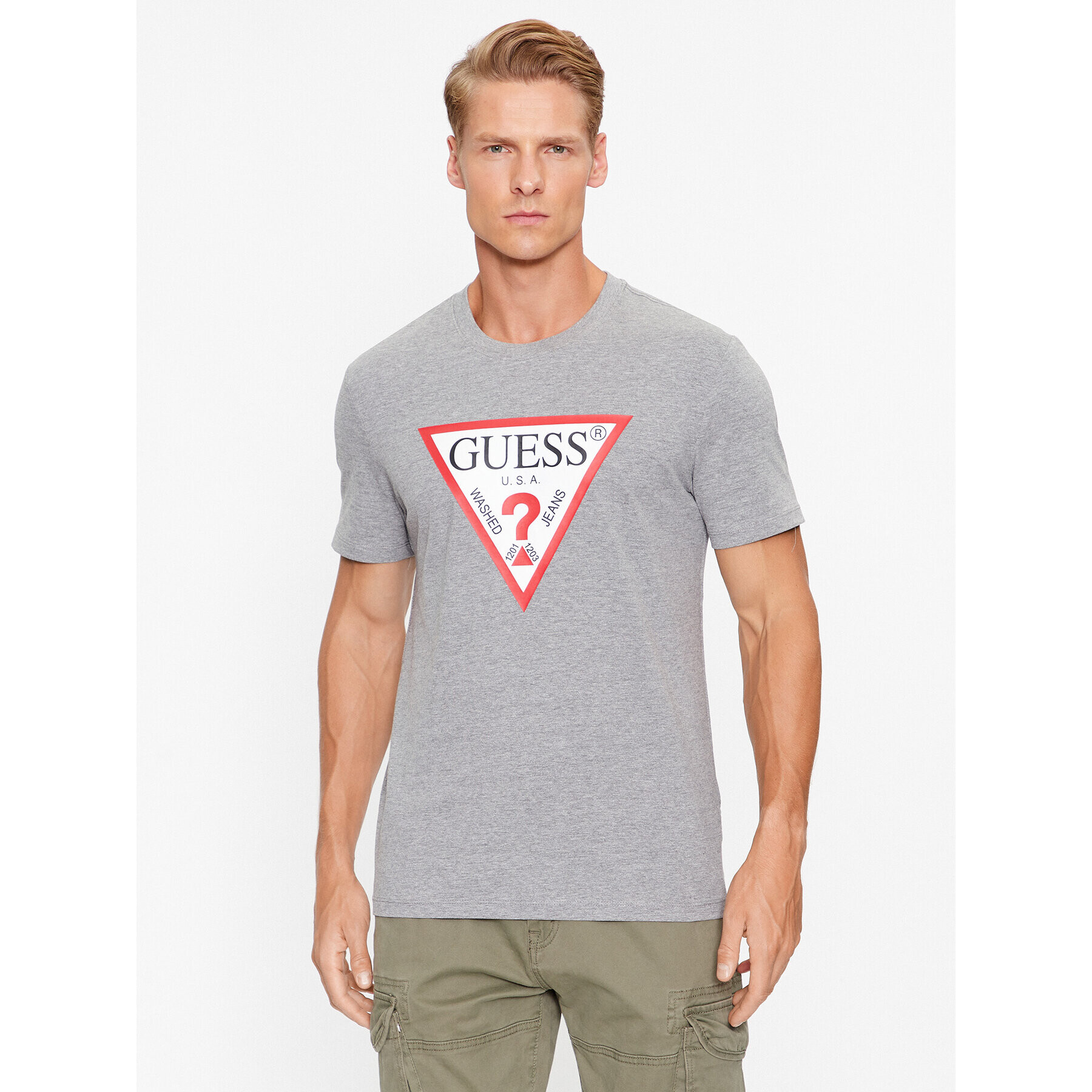 Guess Tricou M2YI71 I3Z14 Gri Slim Fit - Pled.ro