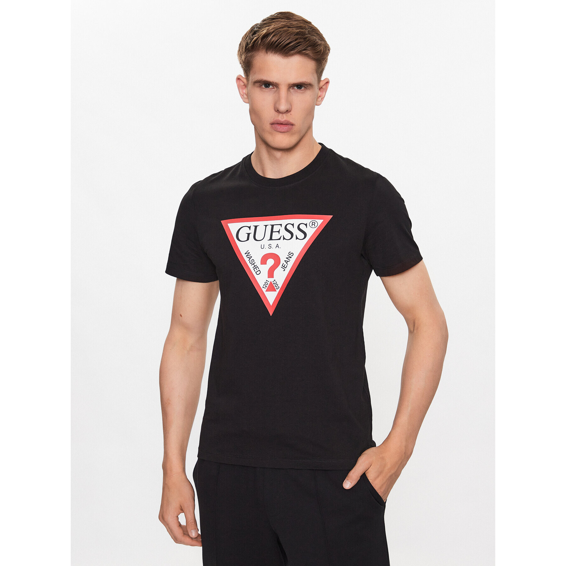 Guess Tricou M2YI71 I3Z14 Negru Slim Fit - Pled.ro