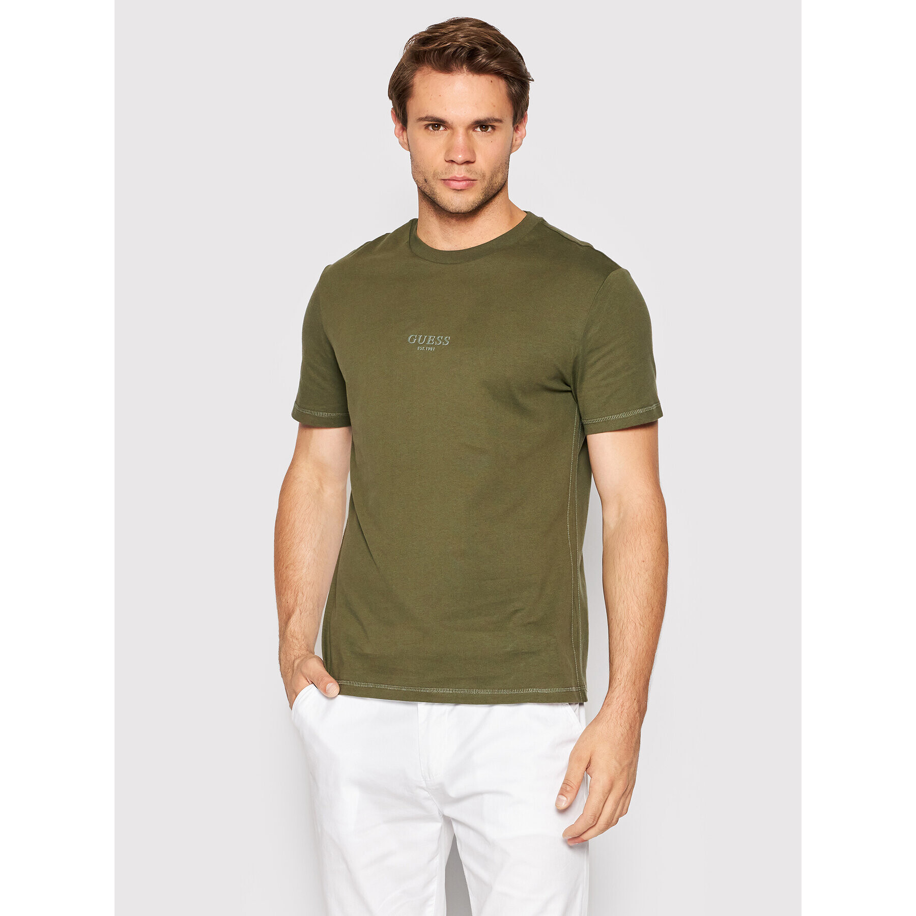 Guess Tricou M2YI72 I3Z11 Verde Regular Fit - Pled.ro