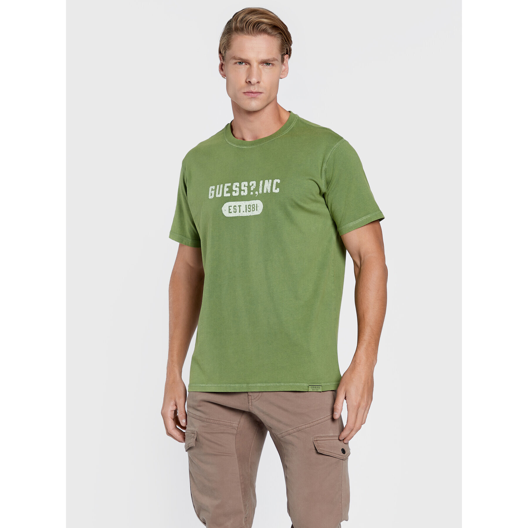 Guess Tricou M2YI98 K8FQ0 Verde Regular Fit - Pled.ro