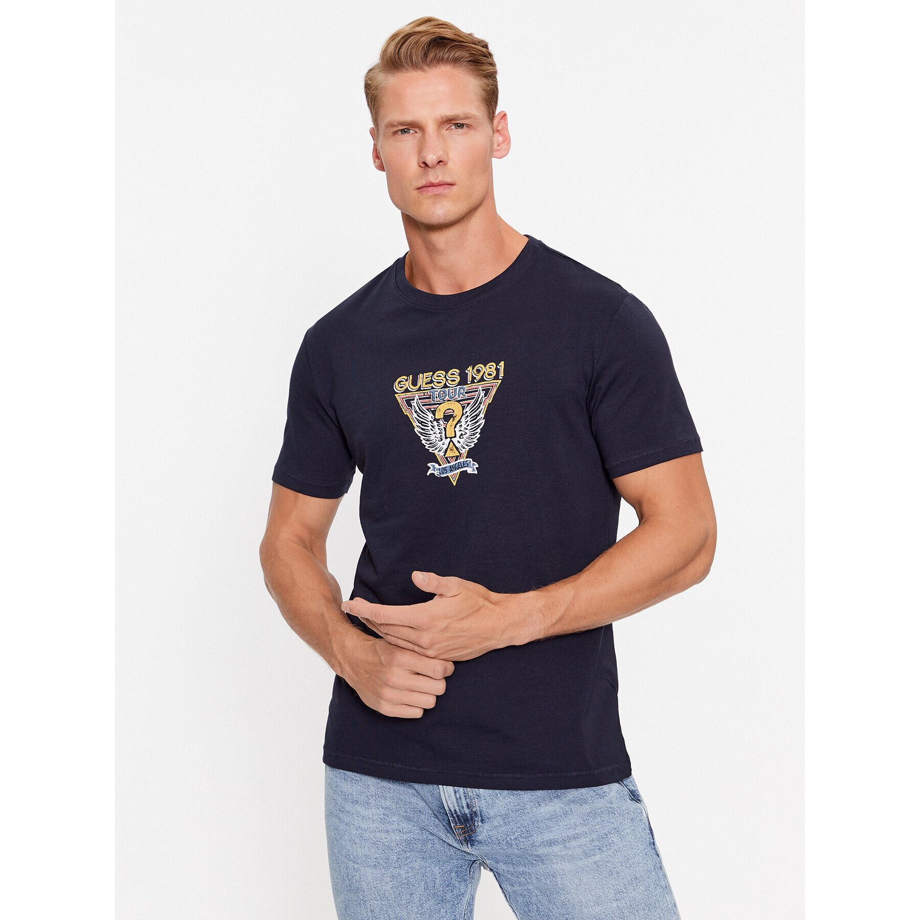 Guess Tricou M3BI30 J1314 Albastru Slim Fit - Pled.ro