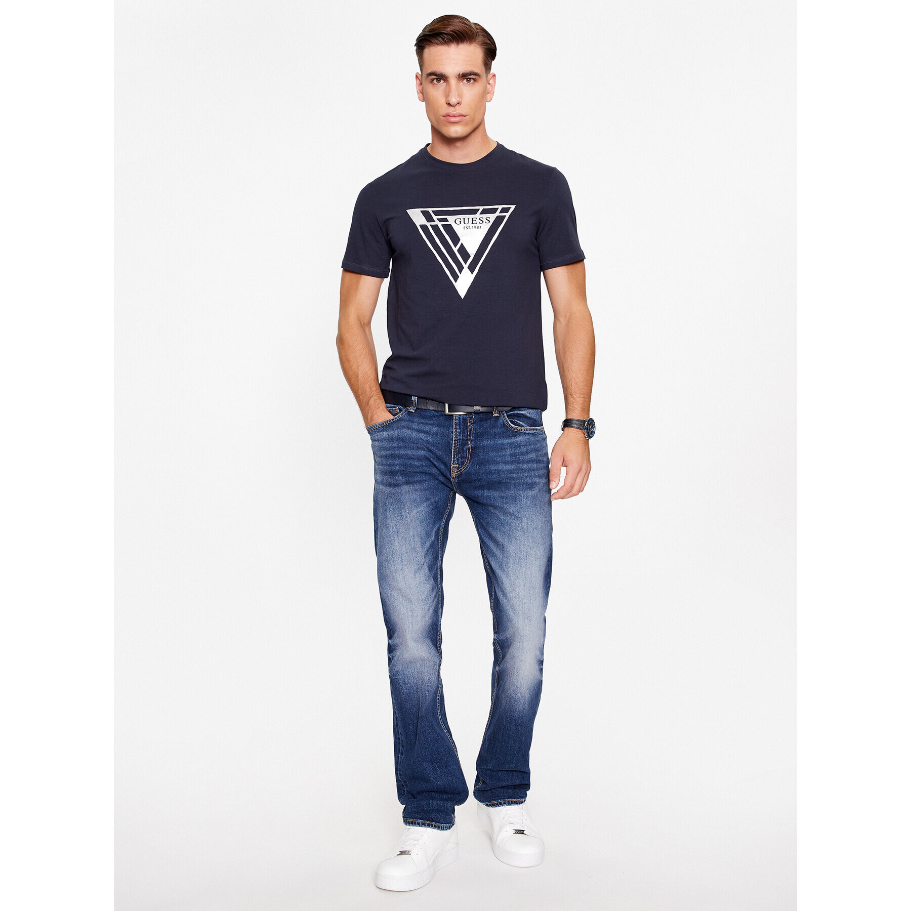 Guess Tricou M3BI35 J1314 Albastru Slim Fit - Pled.ro