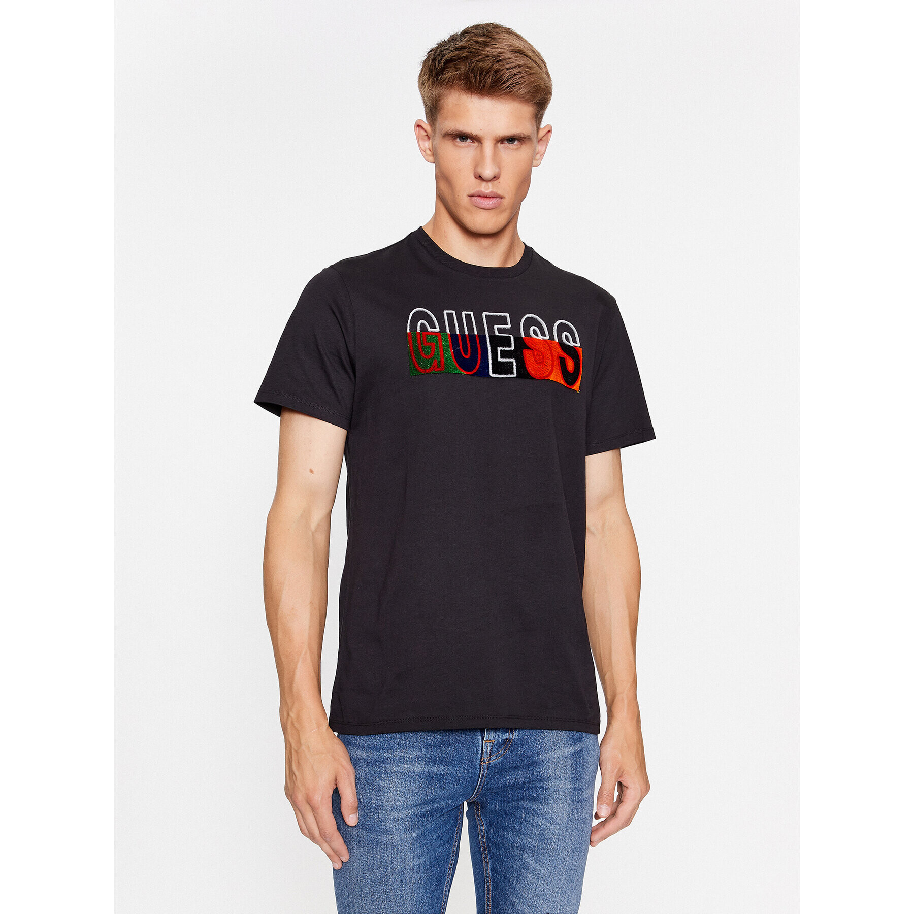 Guess Tricou M3BI64 KBXG1 Negru Slim Fit - Pled.ro