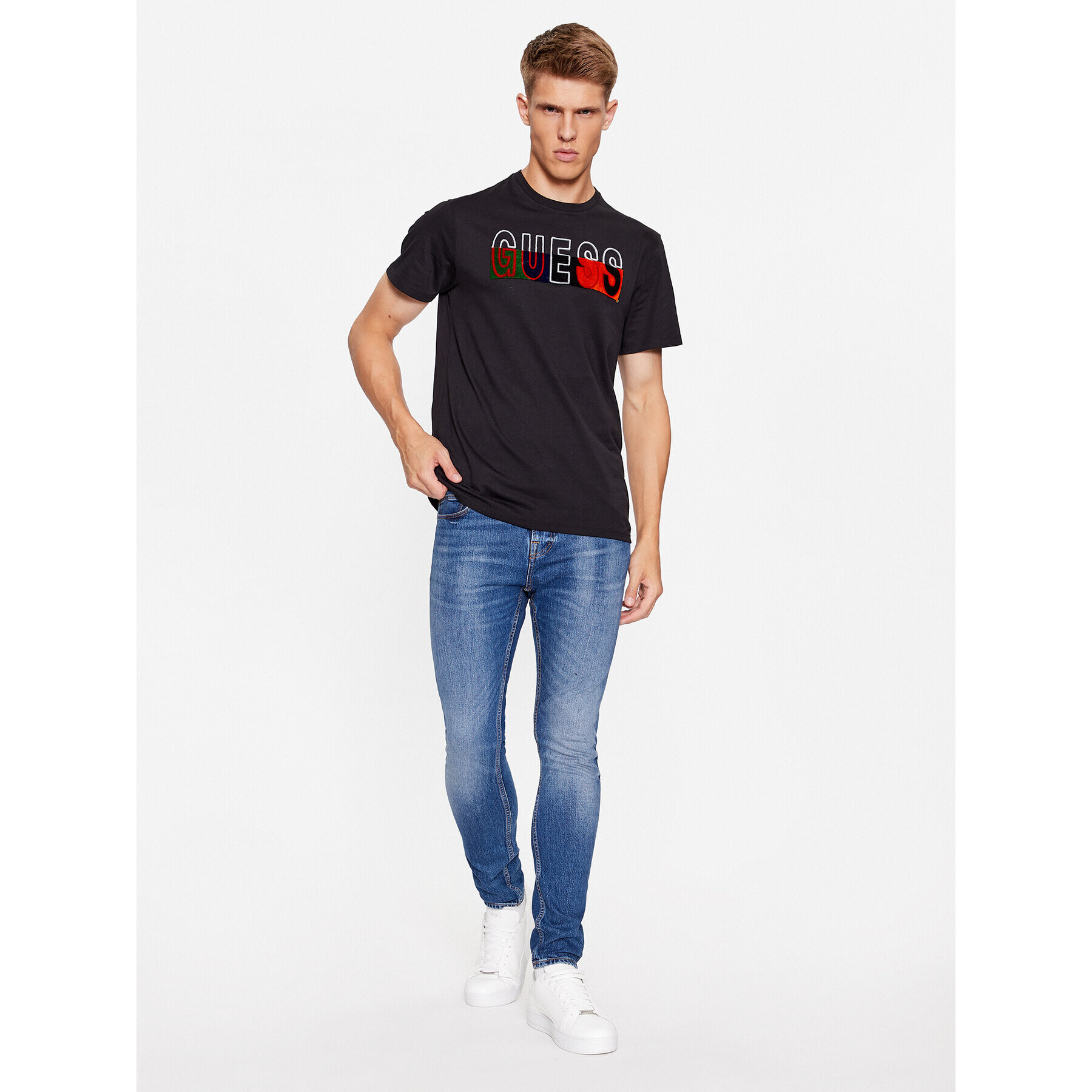 Guess Tricou M3BI64 KBXG1 Negru Slim Fit - Pled.ro