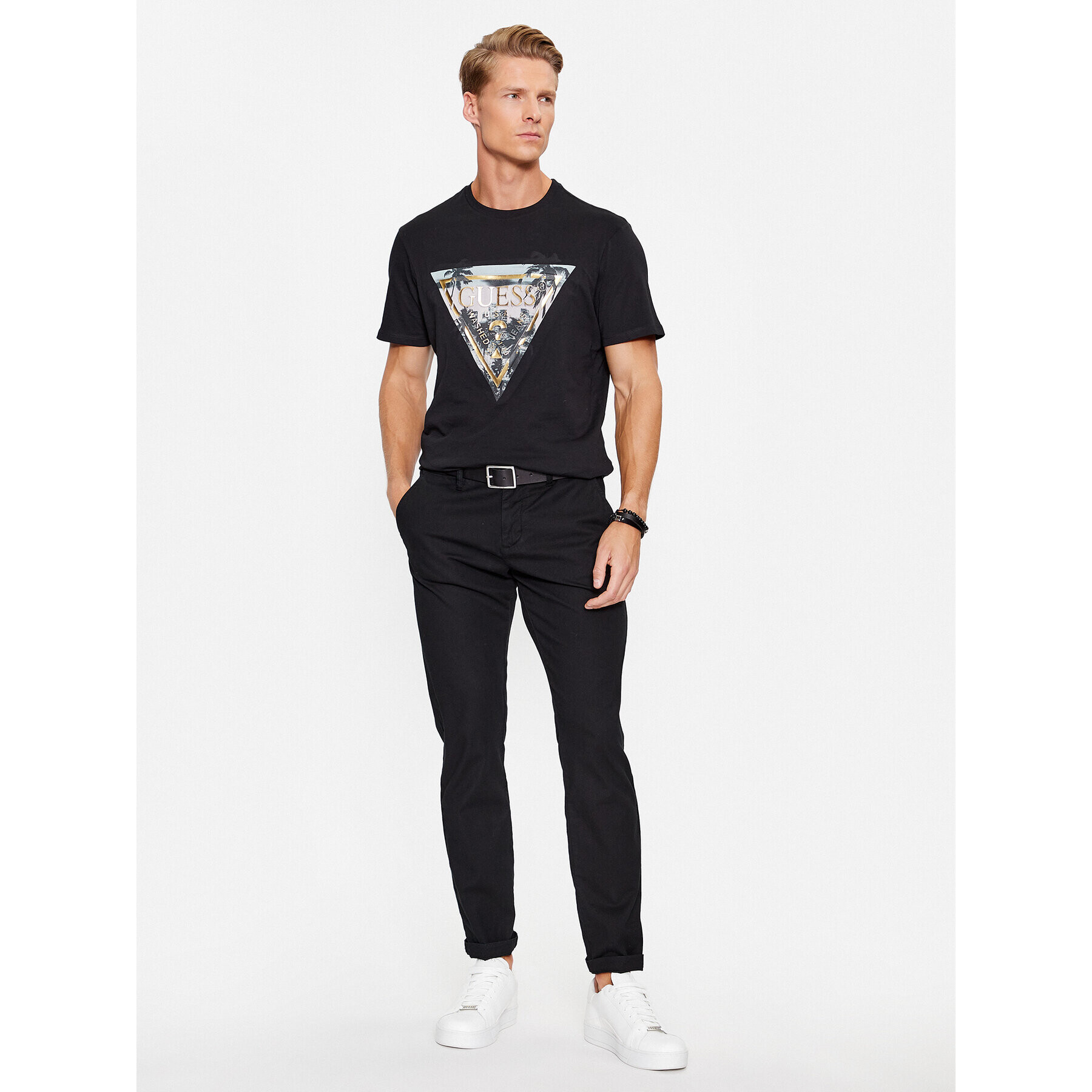 Guess Tricou M3BI65 K9RM1 Negru Slim Fit - Pled.ro