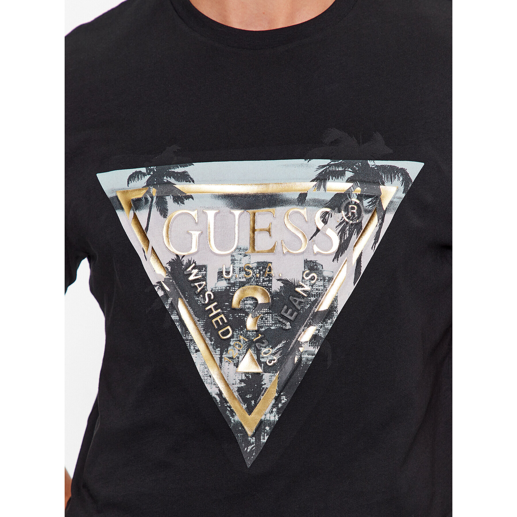 Guess Tricou M3BI65 K9RM1 Negru Slim Fit - Pled.ro