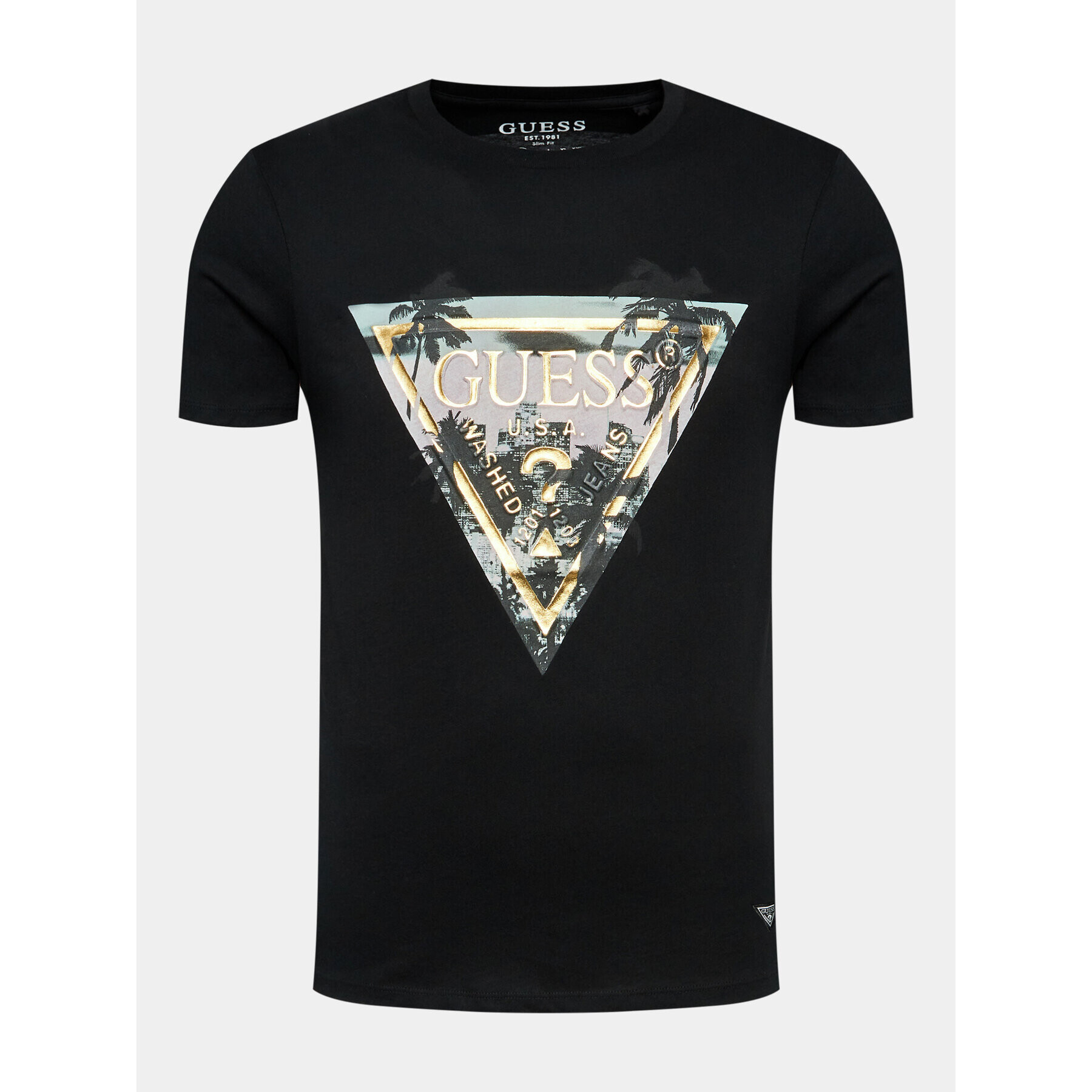 Guess Tricou M3BI65 K9RM1 Negru Slim Fit - Pled.ro