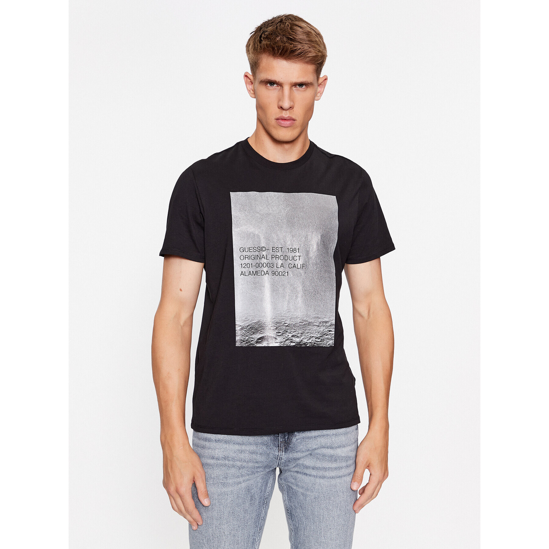 Guess Tricou M3BI67 K9RM1 Negru Slim Fit - Pled.ro