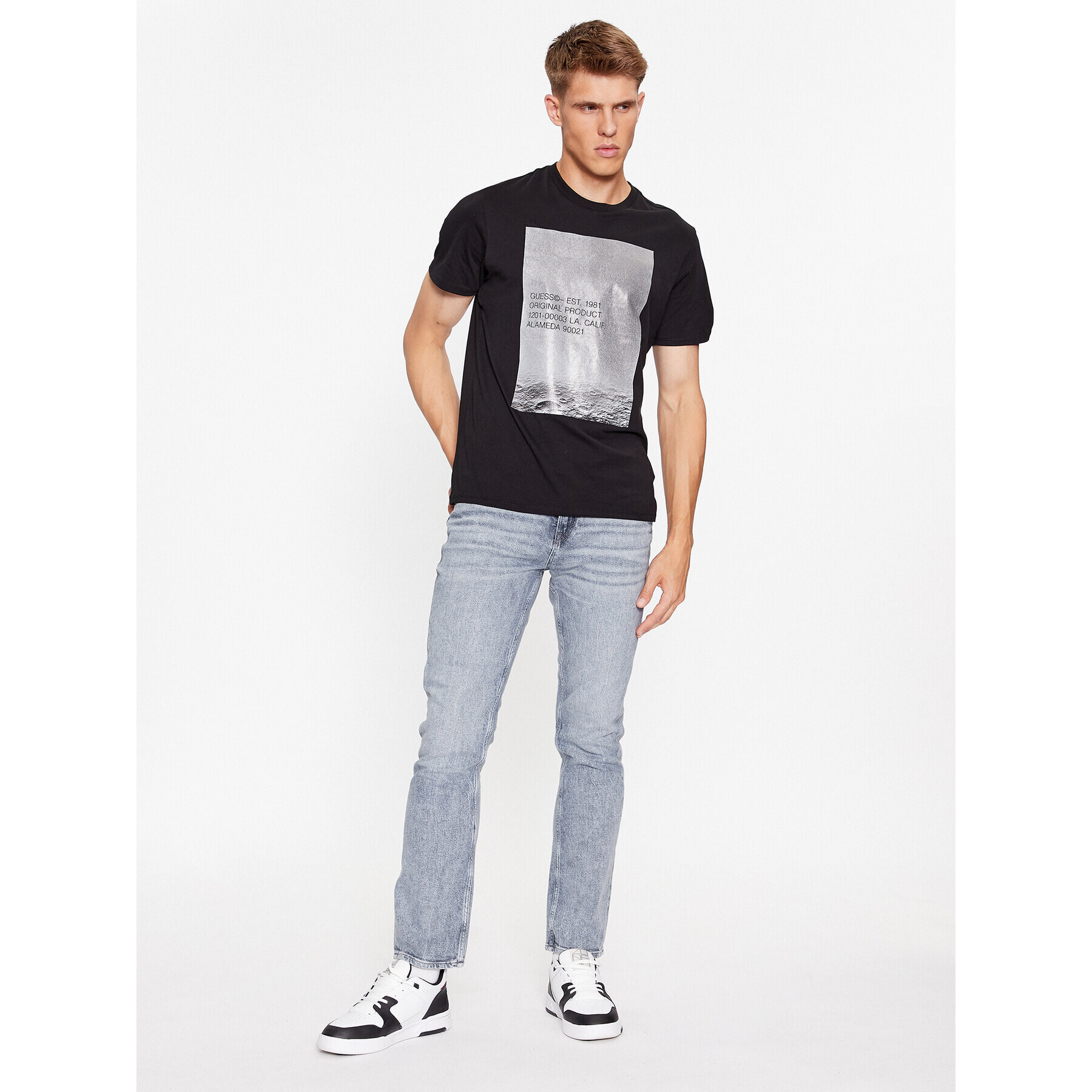 Guess Tricou M3BI67 K9RM1 Negru Slim Fit - Pled.ro