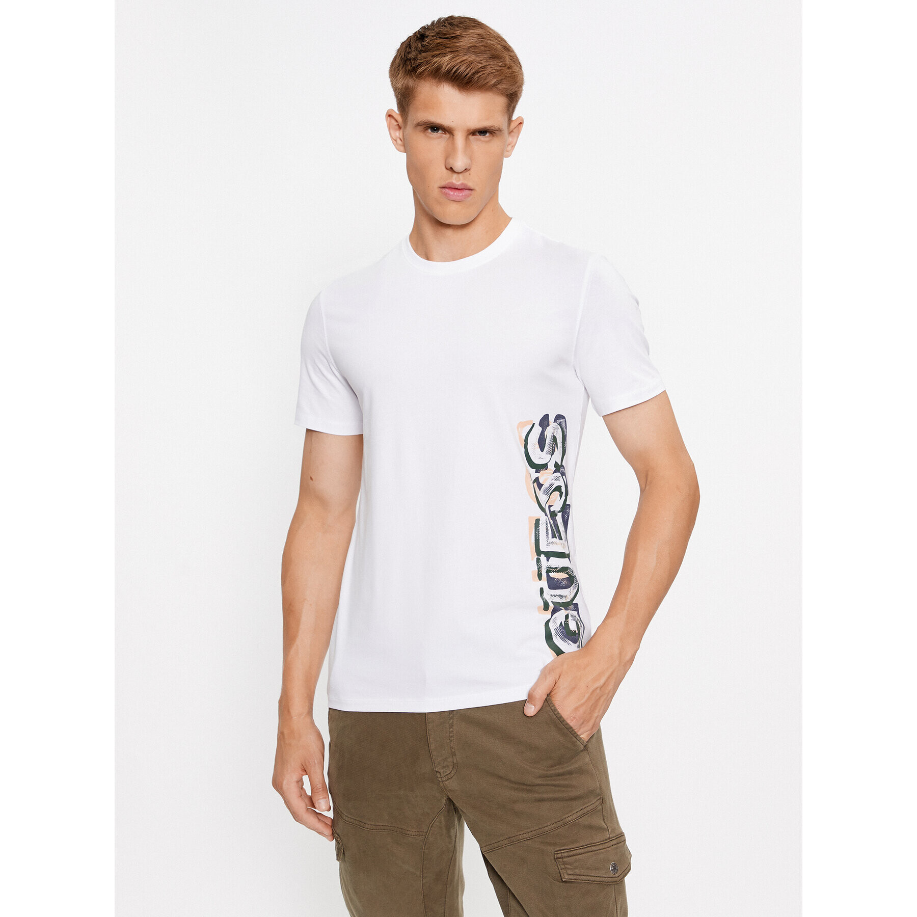 Guess Tricou M3BI73 J1314 Alb Slim Fit - Pled.ro