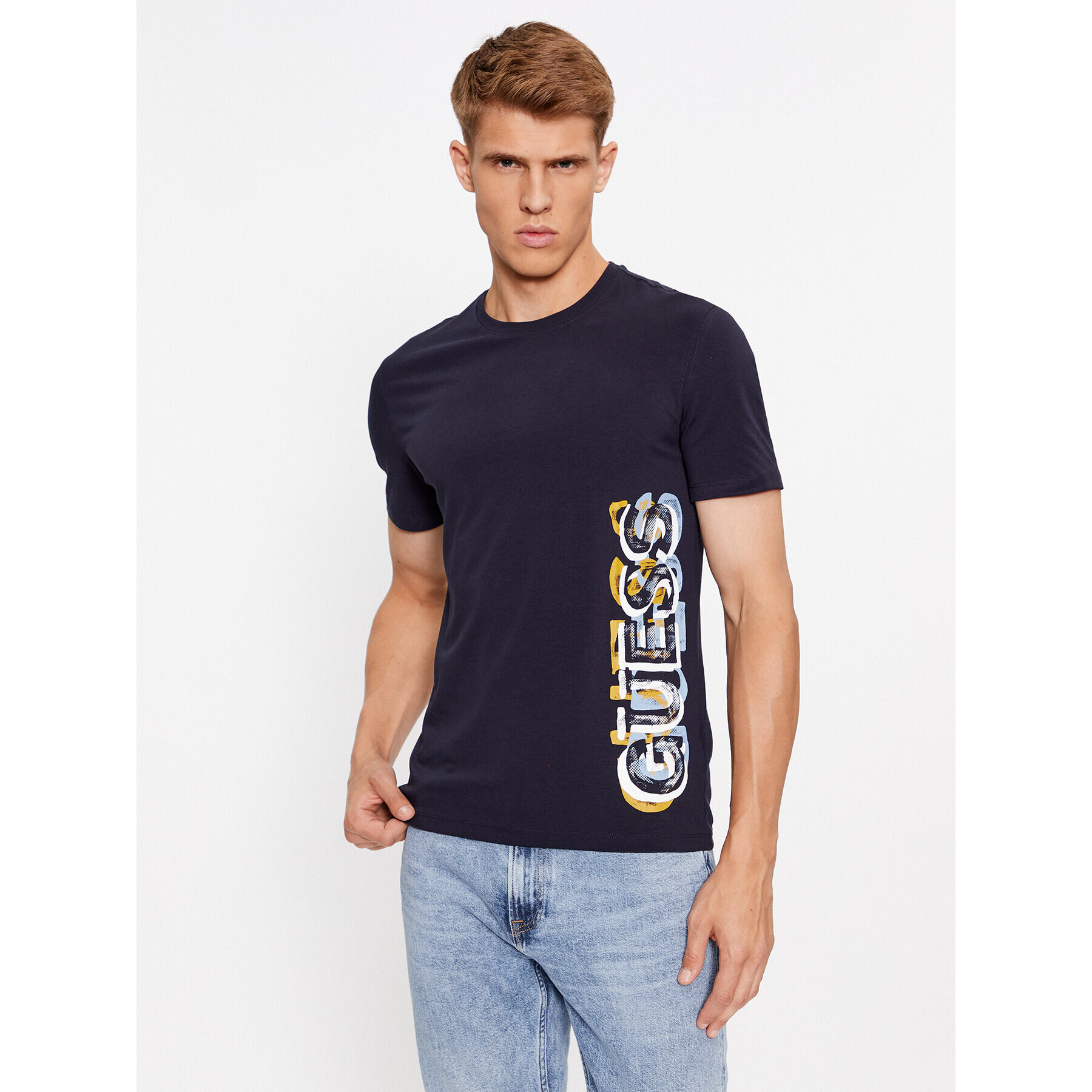 Guess Tricou M3BI73 J1314 Bleumarin Slim Fit - Pled.ro