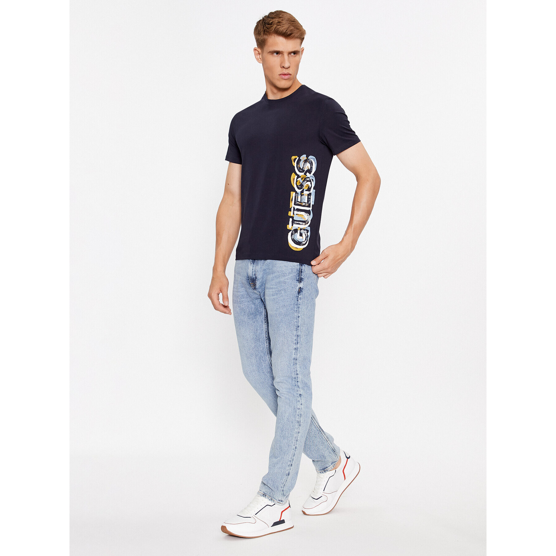 Guess Tricou M3BI73 J1314 Bleumarin Slim Fit - Pled.ro