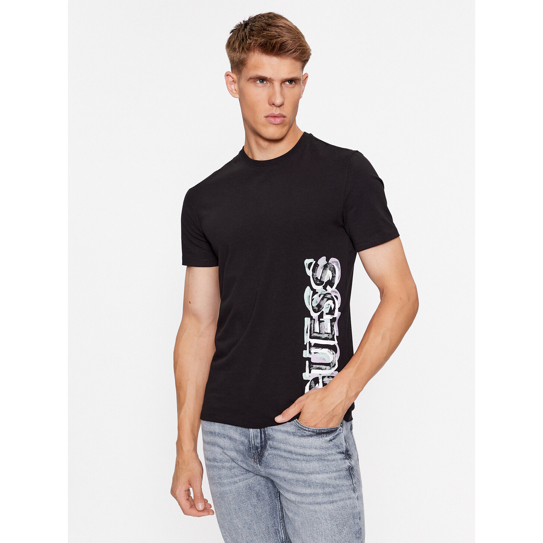 Guess Tricou M3BI73 J1314 Negru Slim Fit - Pled.ro