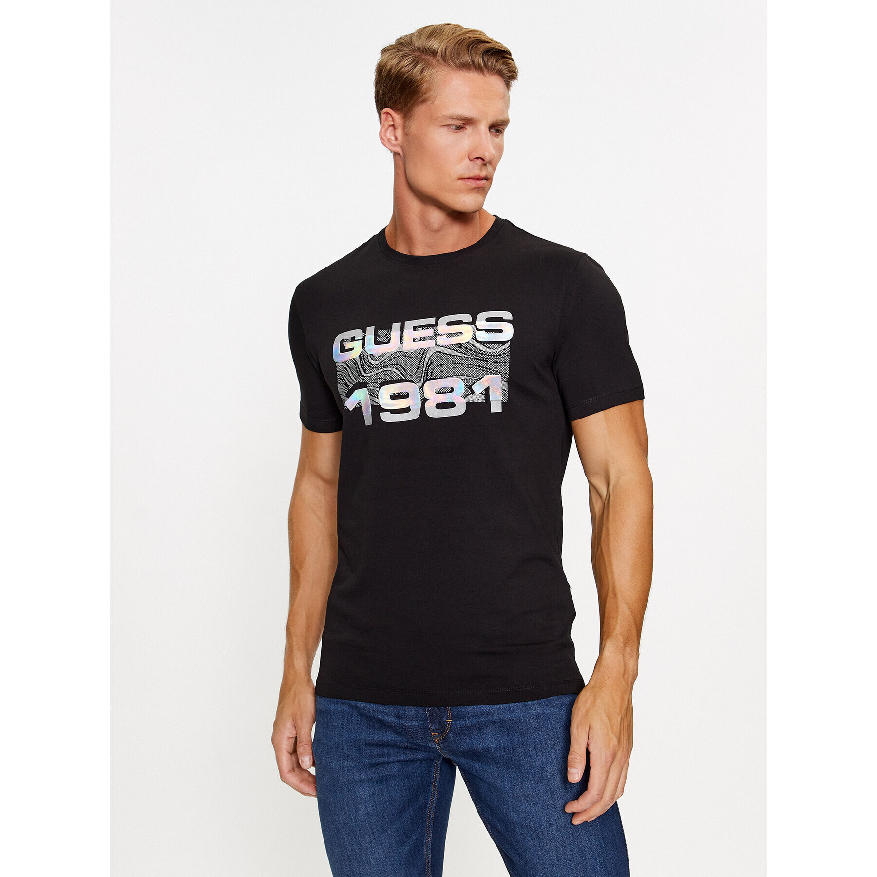 Guess Tricou M3BI77 J1314 Negru Slim Fit - Pled.ro