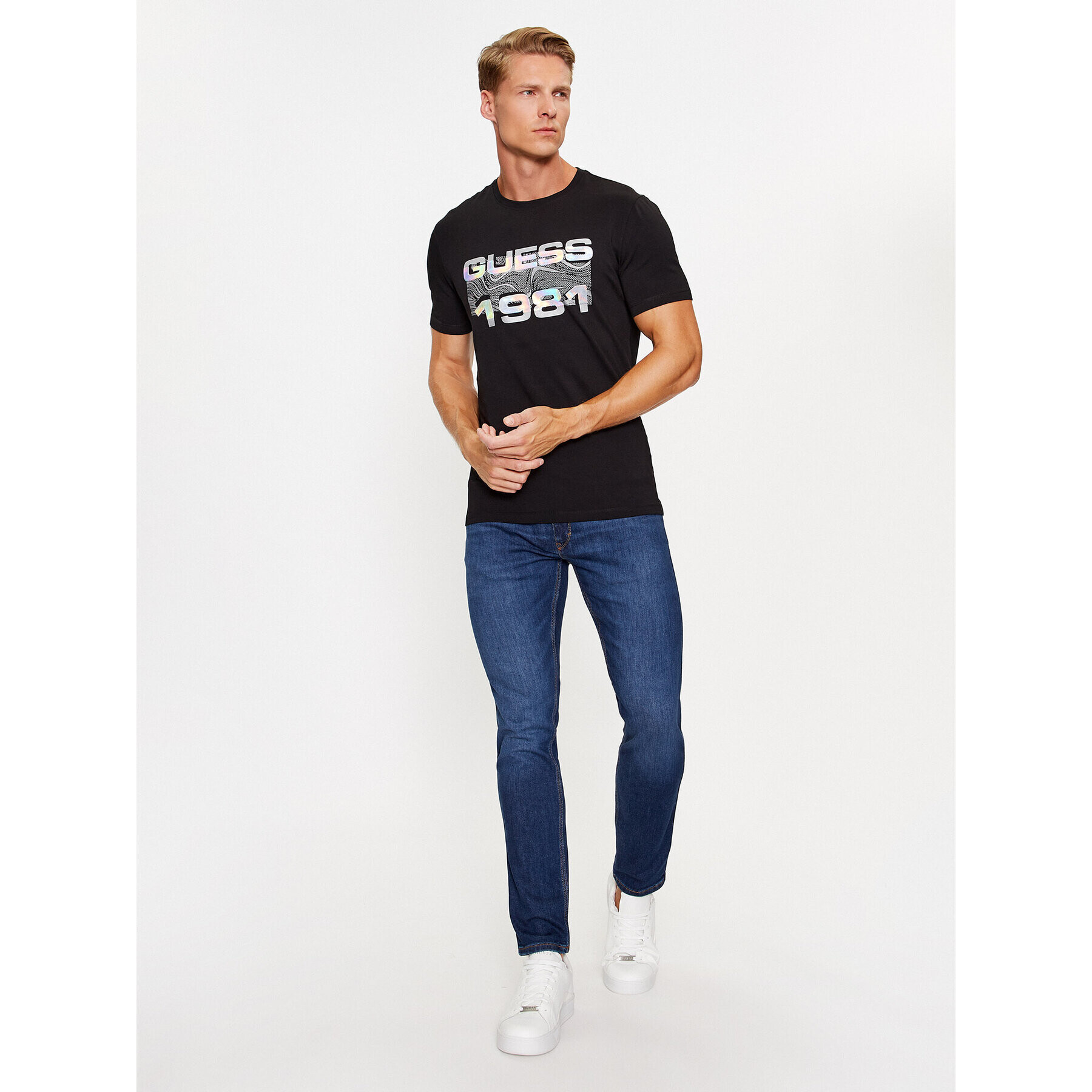 Guess Tricou M3BI77 J1314 Negru Slim Fit - Pled.ro