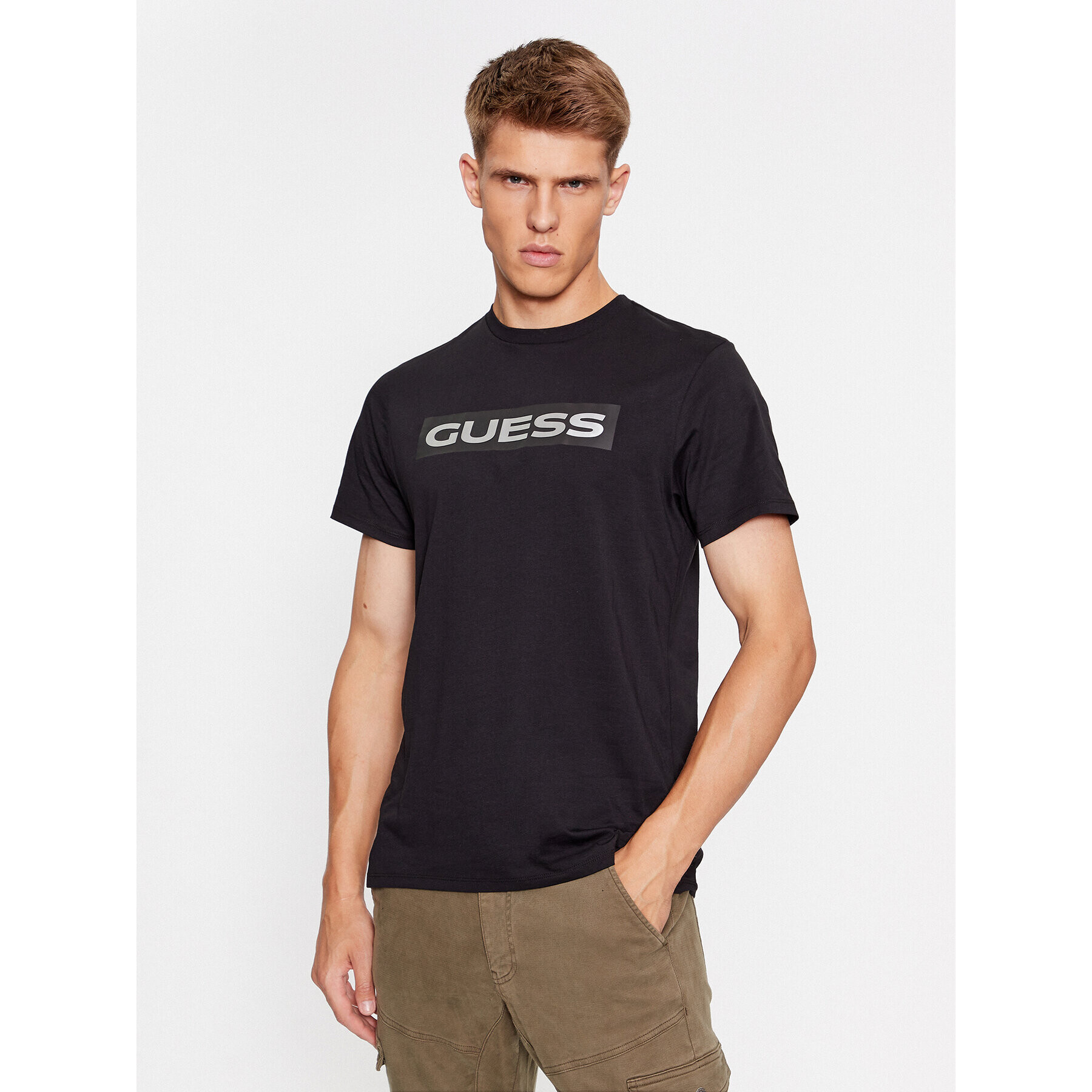 Guess Tricou M3BI80 K9RM1 Negru Slim Fit - Pled.ro