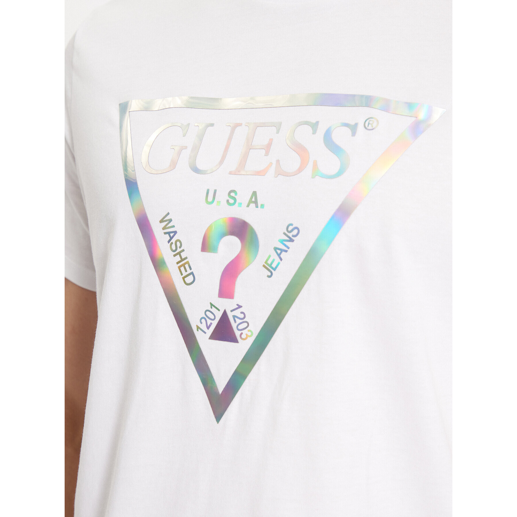 Guess Tricou M3BI81 K9RM1 Alb Slim Fit - Pled.ro