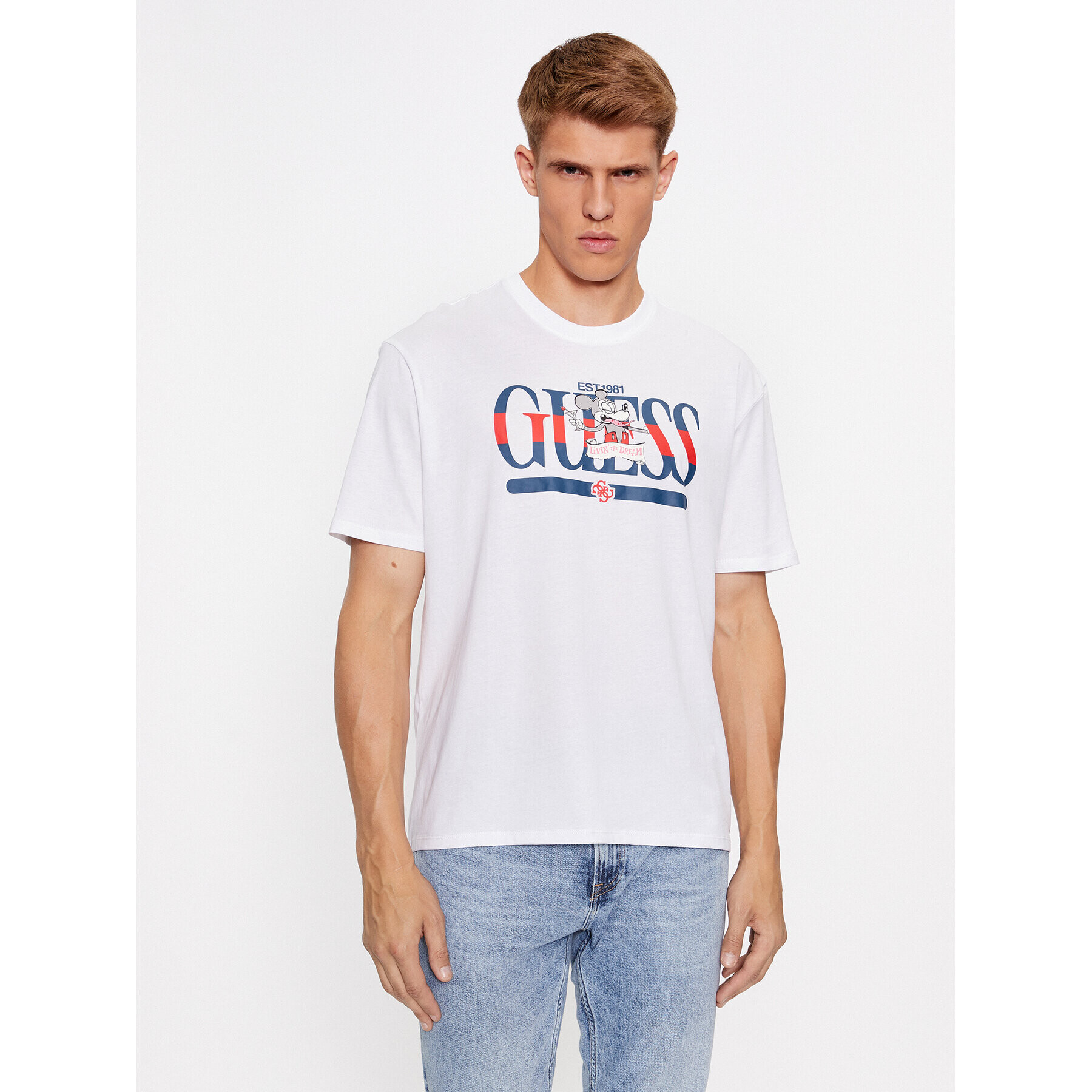 Guess Tricou M3BI85 K9RM1 Alb Regular Fit - Pled.ro