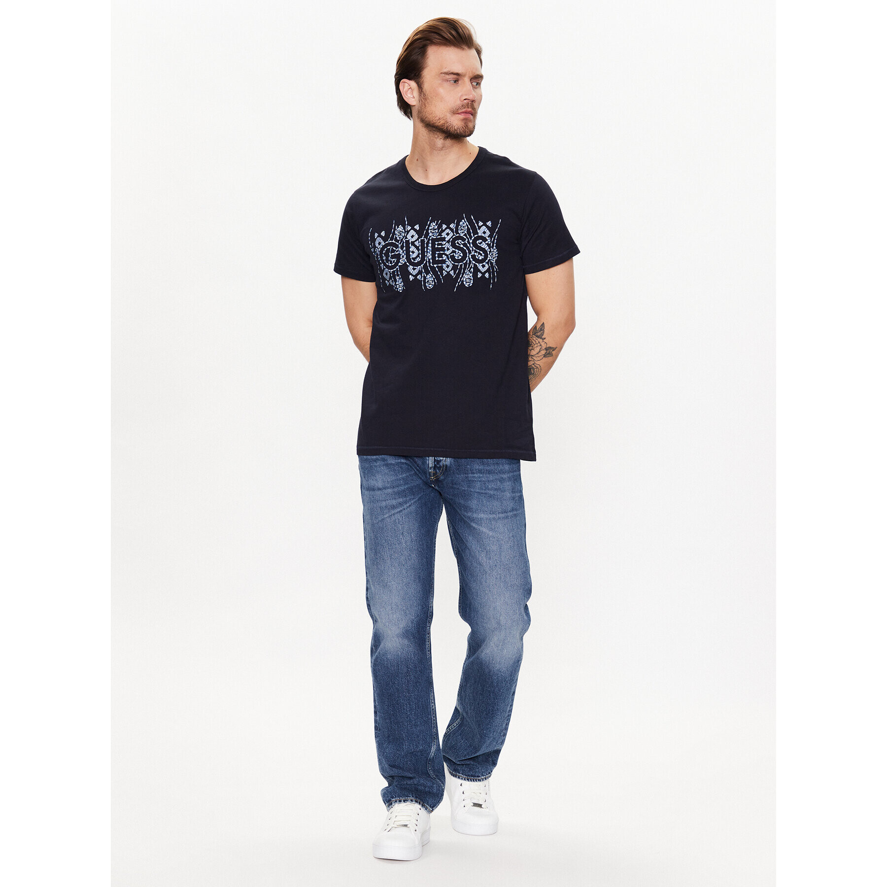 Guess Tricou M3GI15 K8FQ4 Bleumarin Regular Fit - Pled.ro