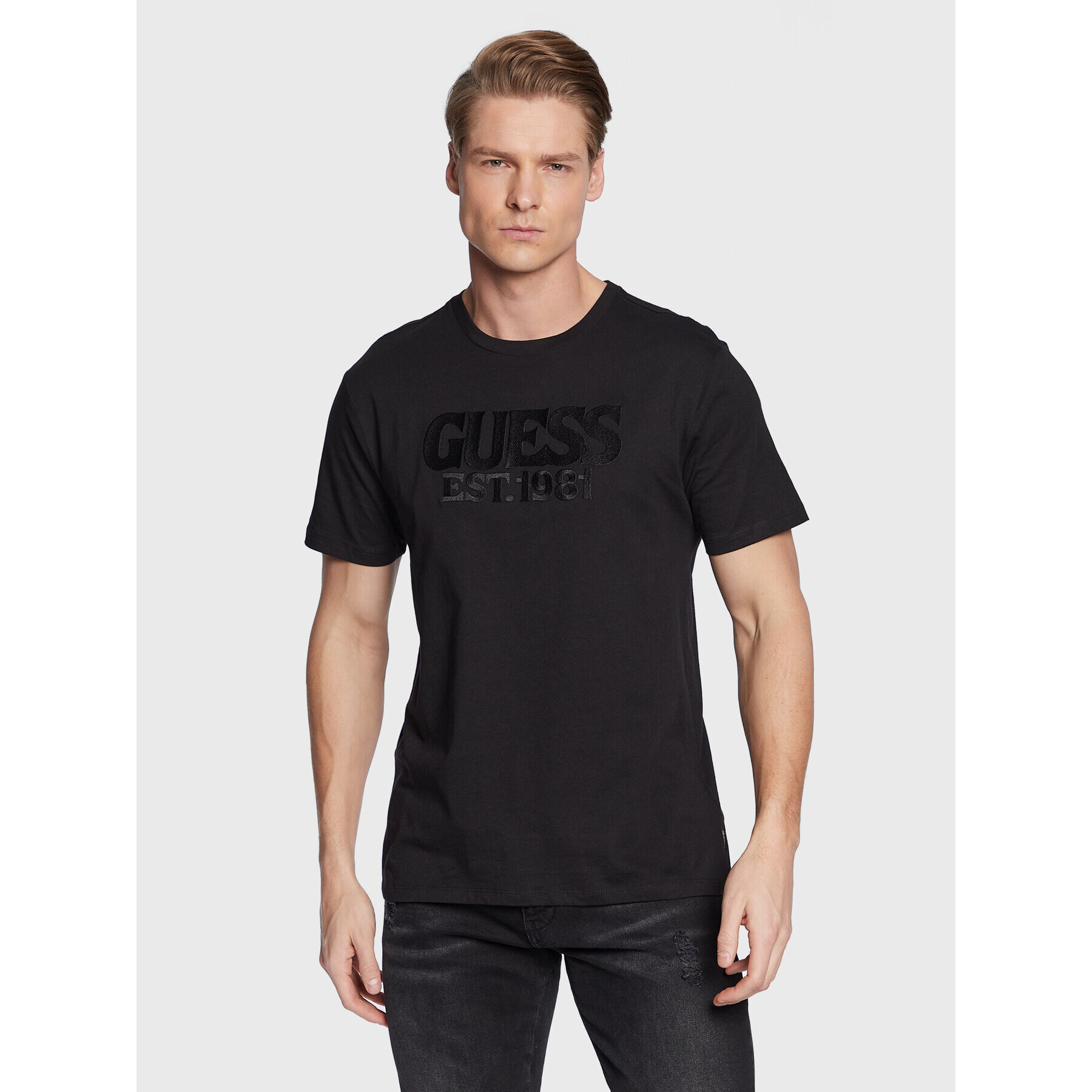 Guess Tricou M3GI56 K9RM3 Negru Slim Fit - Pled.ro