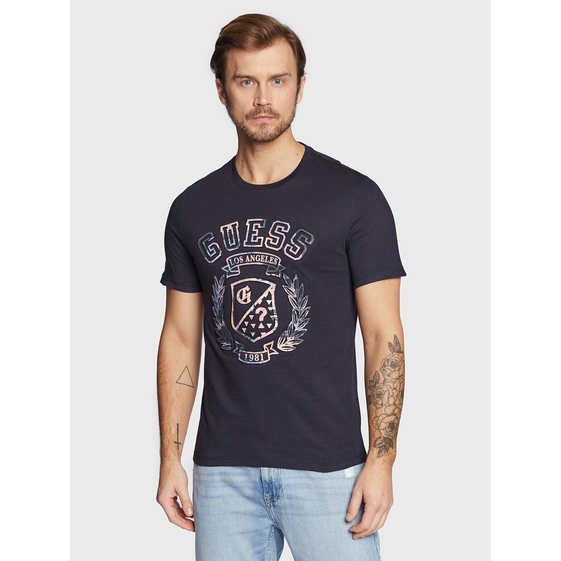 Guess Tricou M3RI03 I3Z14 Bleumarin Slim Fit - Pled.ro