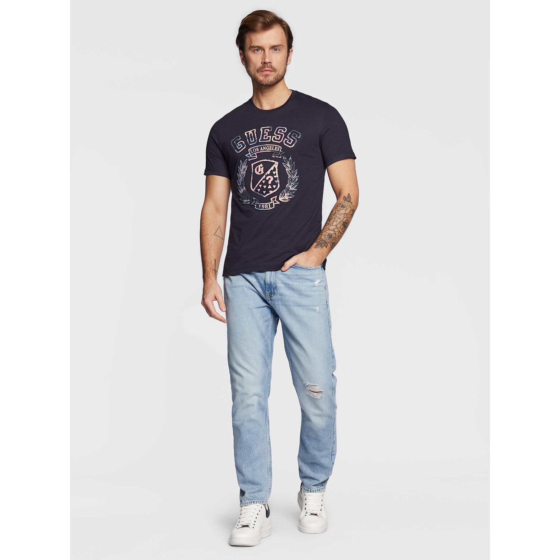 Guess Tricou M3RI03 I3Z14 Bleumarin Slim Fit - Pled.ro