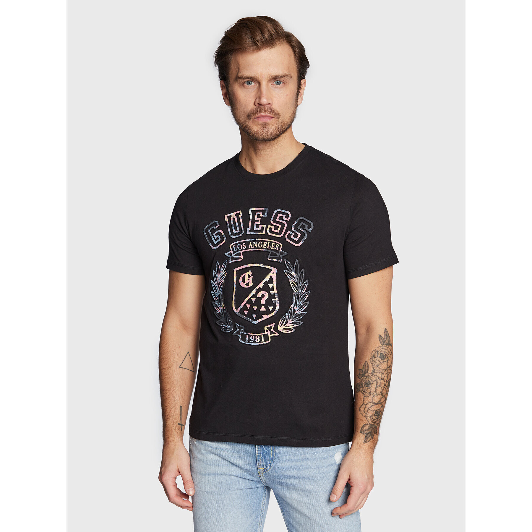 Guess Tricou M3RI03 I3Z14 Negru Slim Fit - Pled.ro