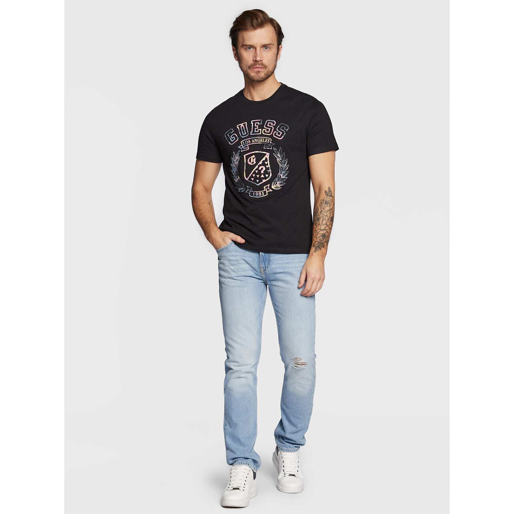 Guess Tricou M3RI03 I3Z14 Negru Slim Fit - Pled.ro