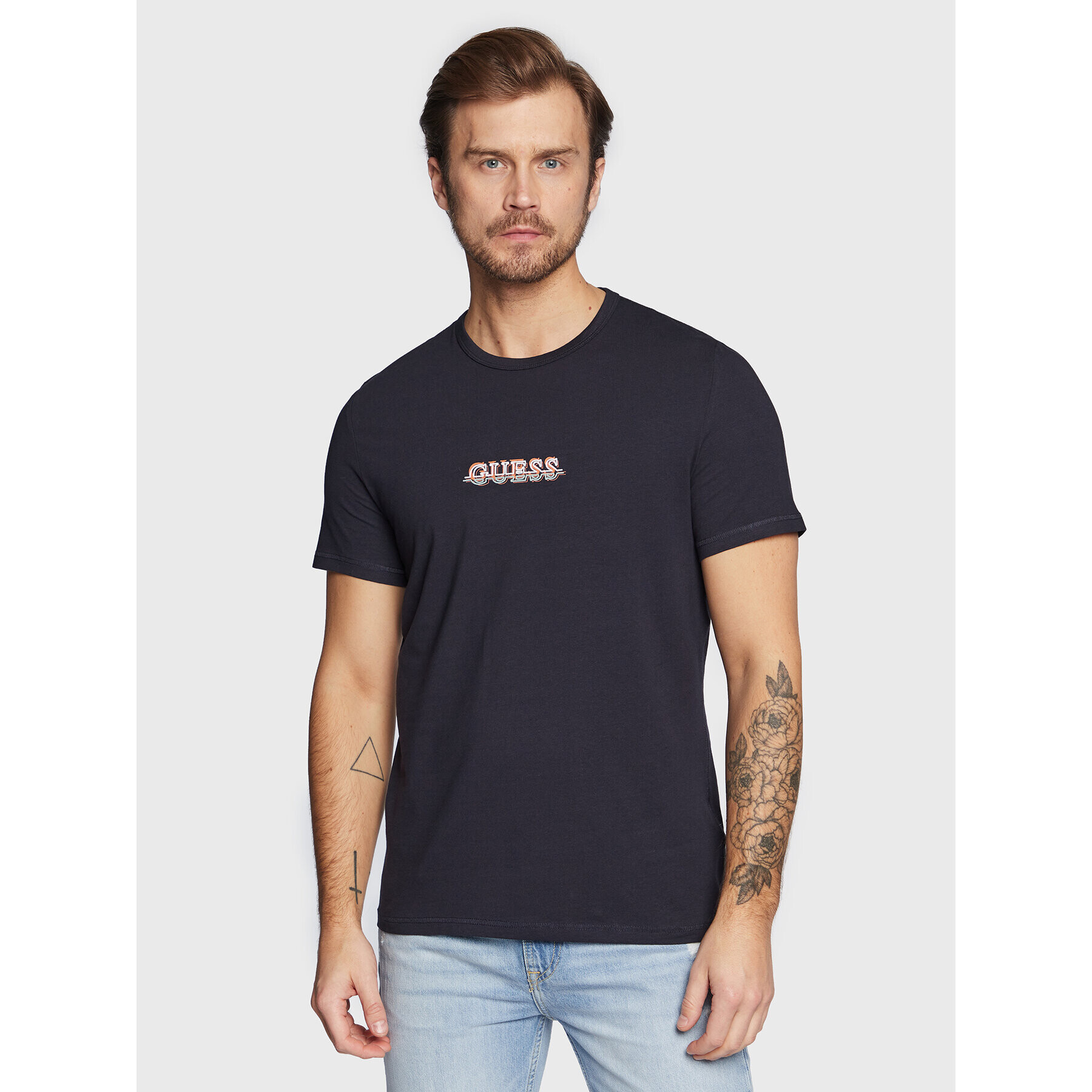 Guess Tricou M3RI11 J1314 Bleumarin Slim Fit - Pled.ro