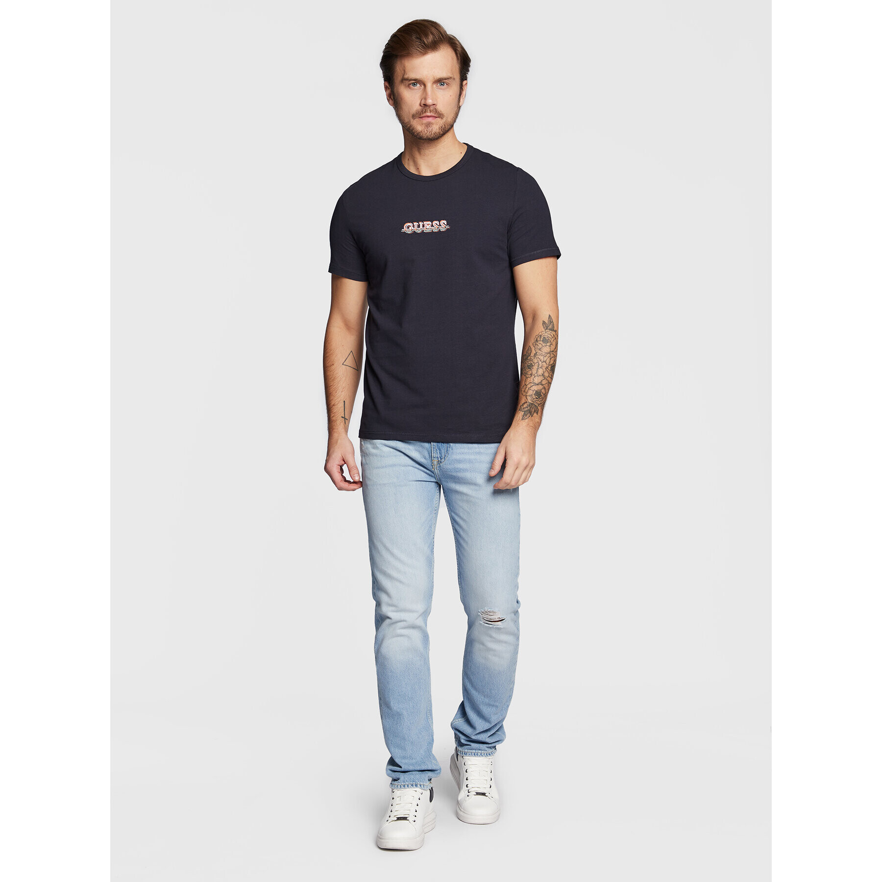 Guess Tricou M3RI11 J1314 Bleumarin Slim Fit - Pled.ro