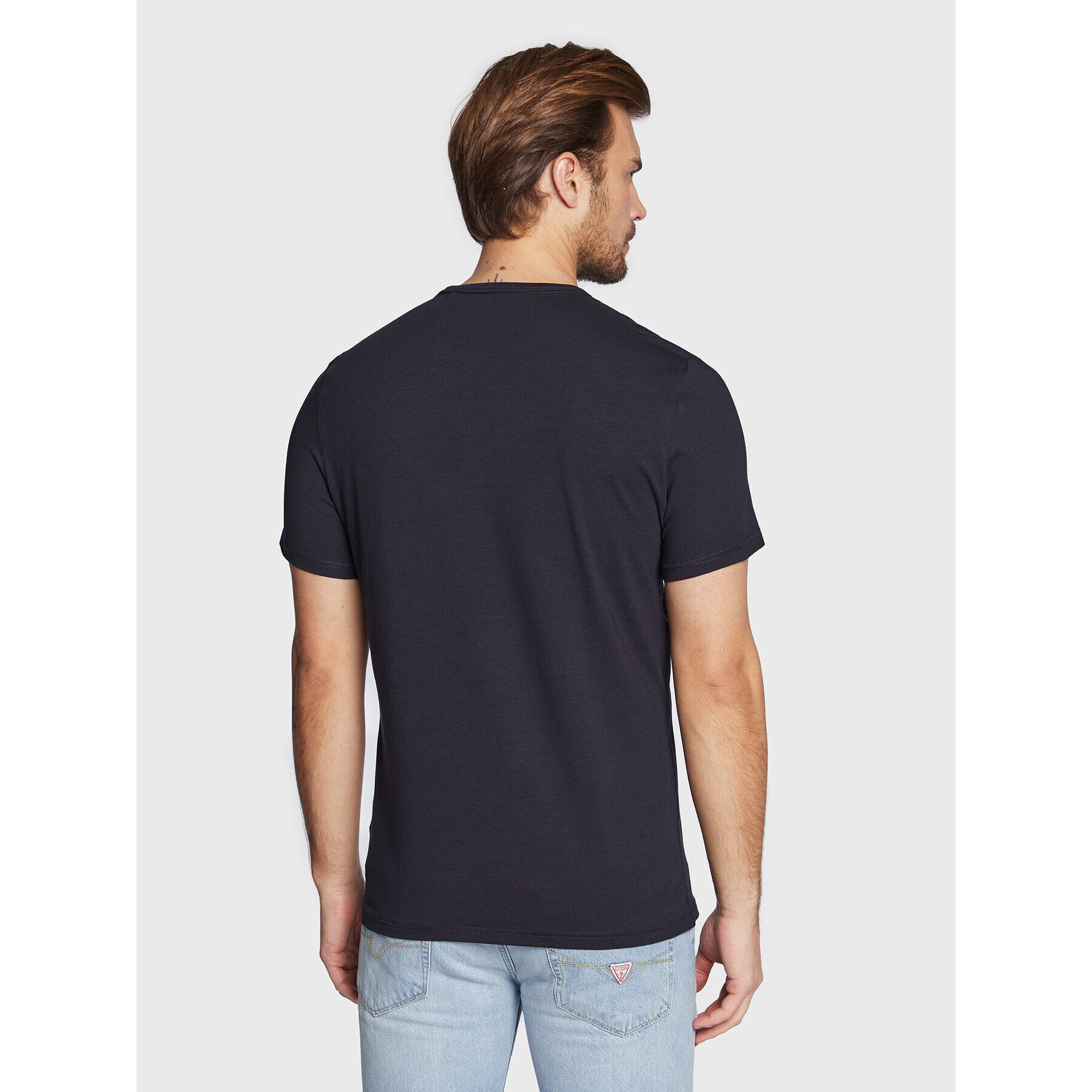 Guess Tricou M3RI11 J1314 Bleumarin Slim Fit - Pled.ro