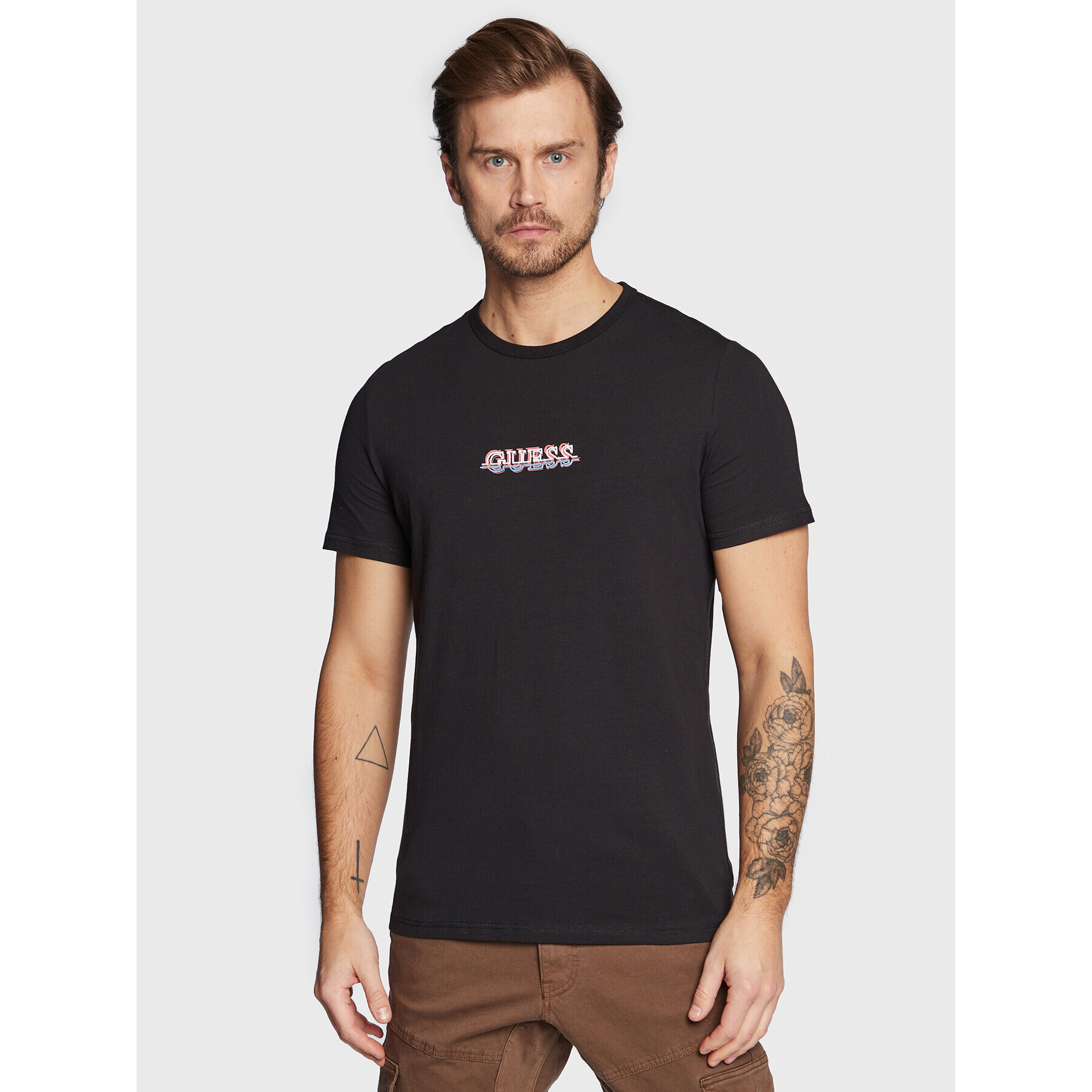 Guess Tricou M3RI11 J1314 Negru Slim Fit - Pled.ro