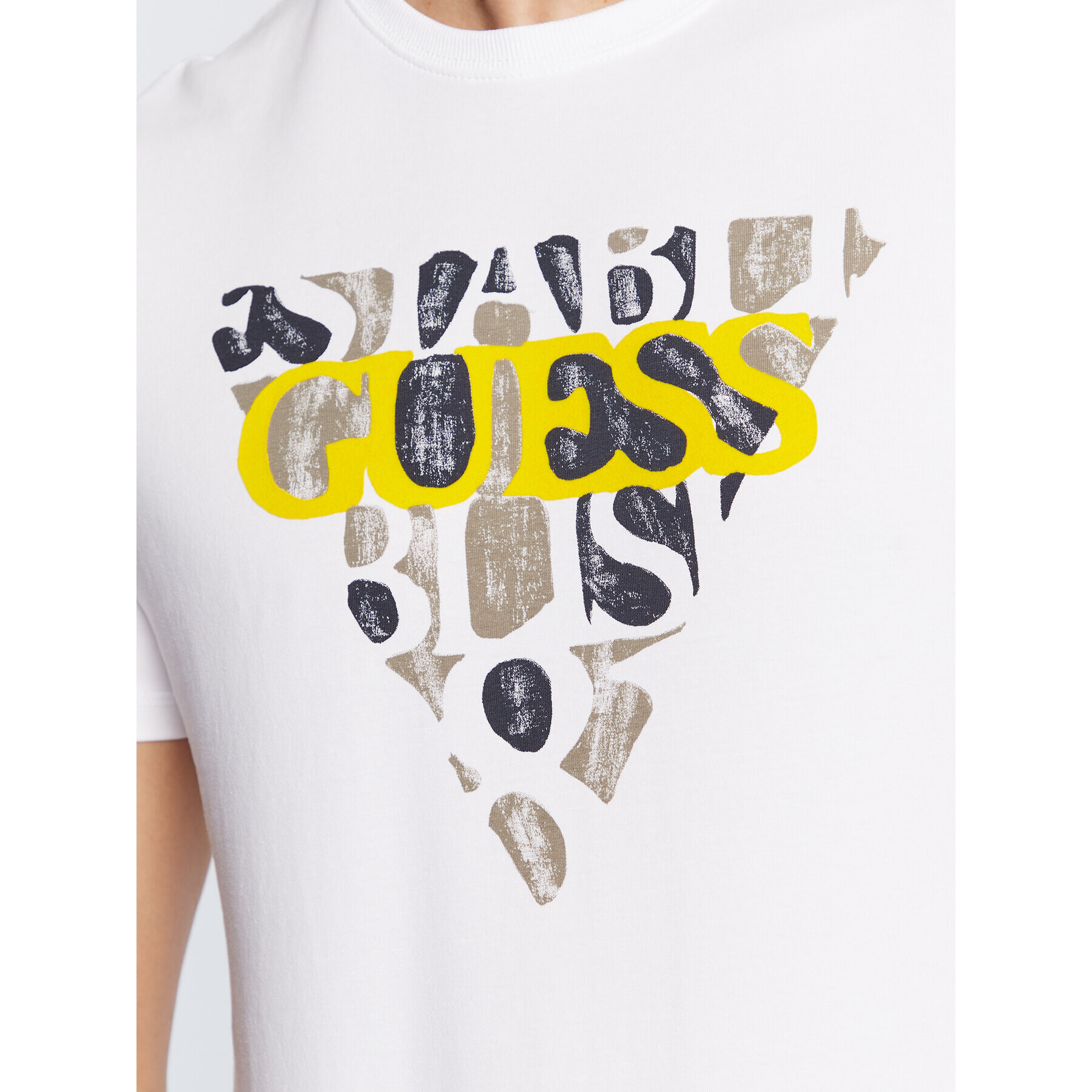 Guess Tricou M3RI12 J1314 Alb Slim Fit - Pled.ro