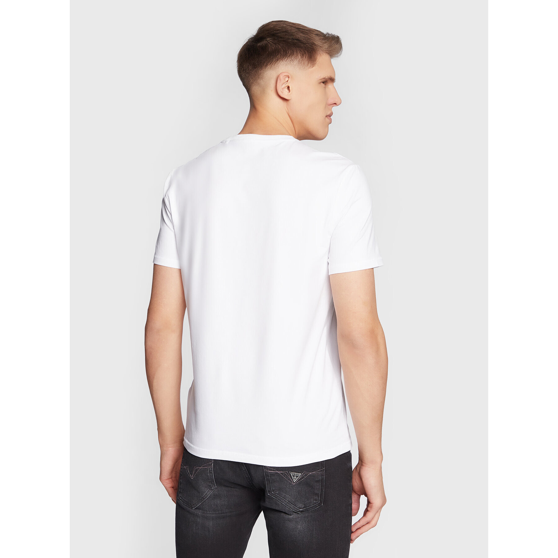 Guess Tricou M3RI19 J1314 Alb Slim Fit - Pled.ro