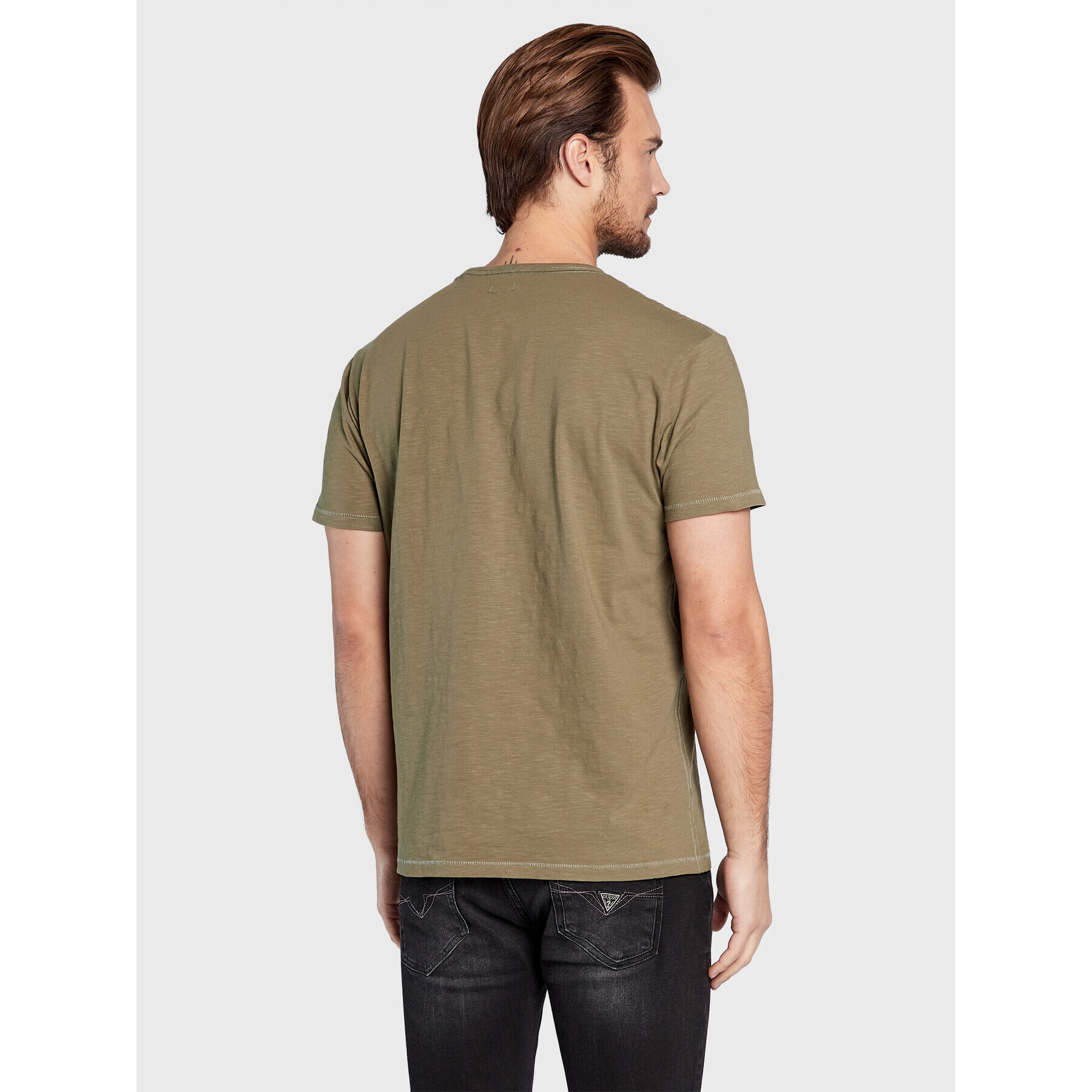 Guess Tricou M3RI30 KBL31 Verde Regular Fit - Pled.ro