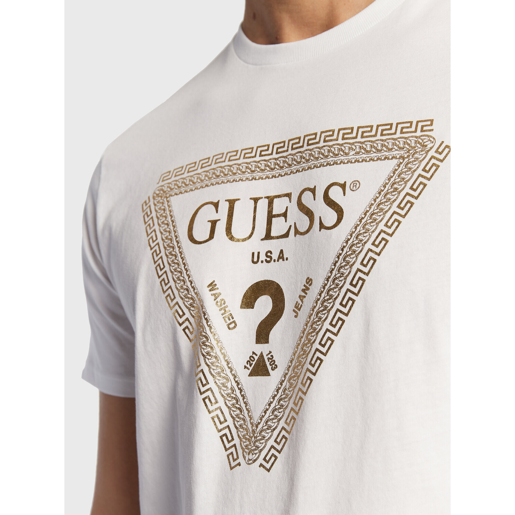 Guess Tricou M3RI68 KBDK0 Alb Slim Fit - Pled.ro