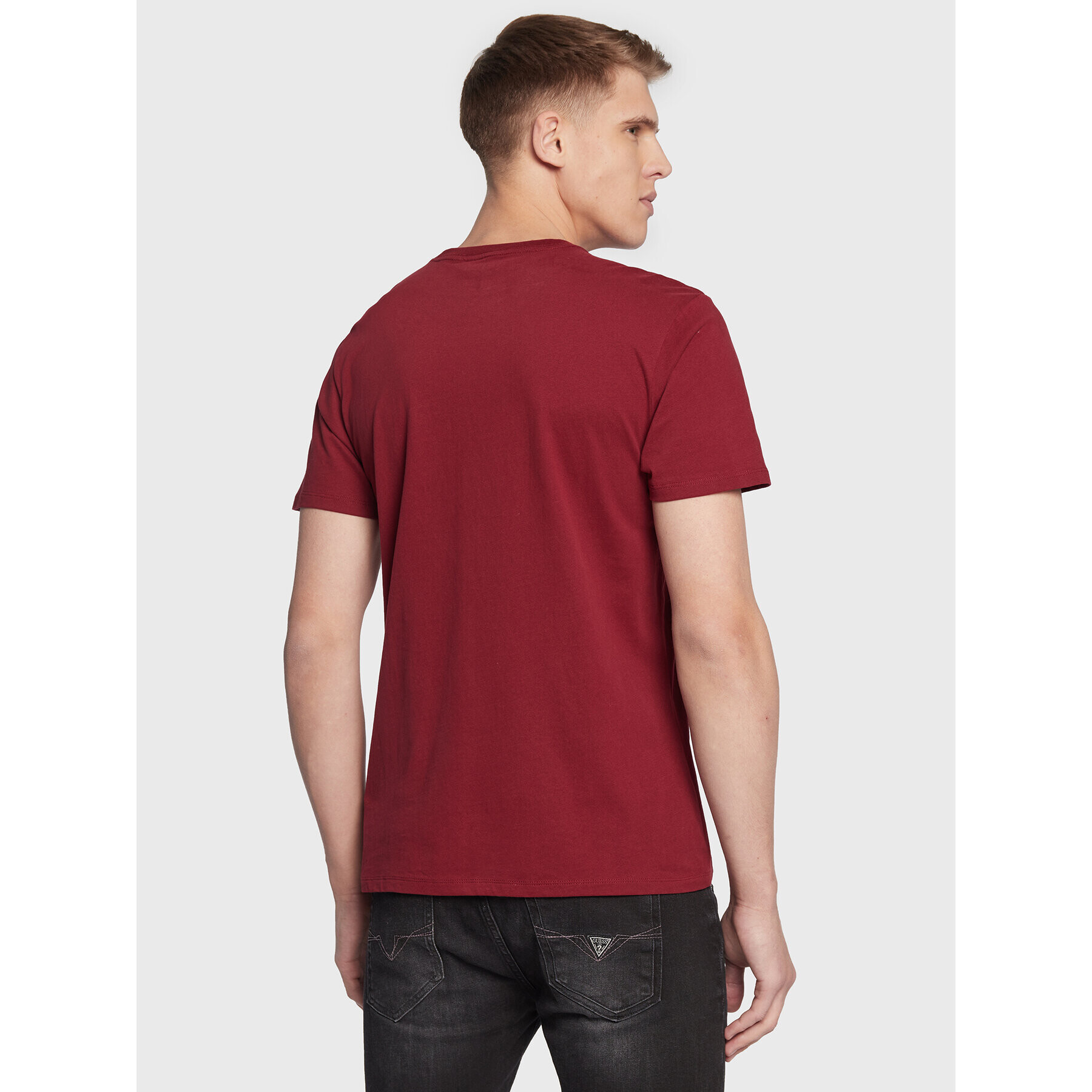 Guess Tricou M3RI68 KBDK0 Vișiniu Slim Fit - Pled.ro