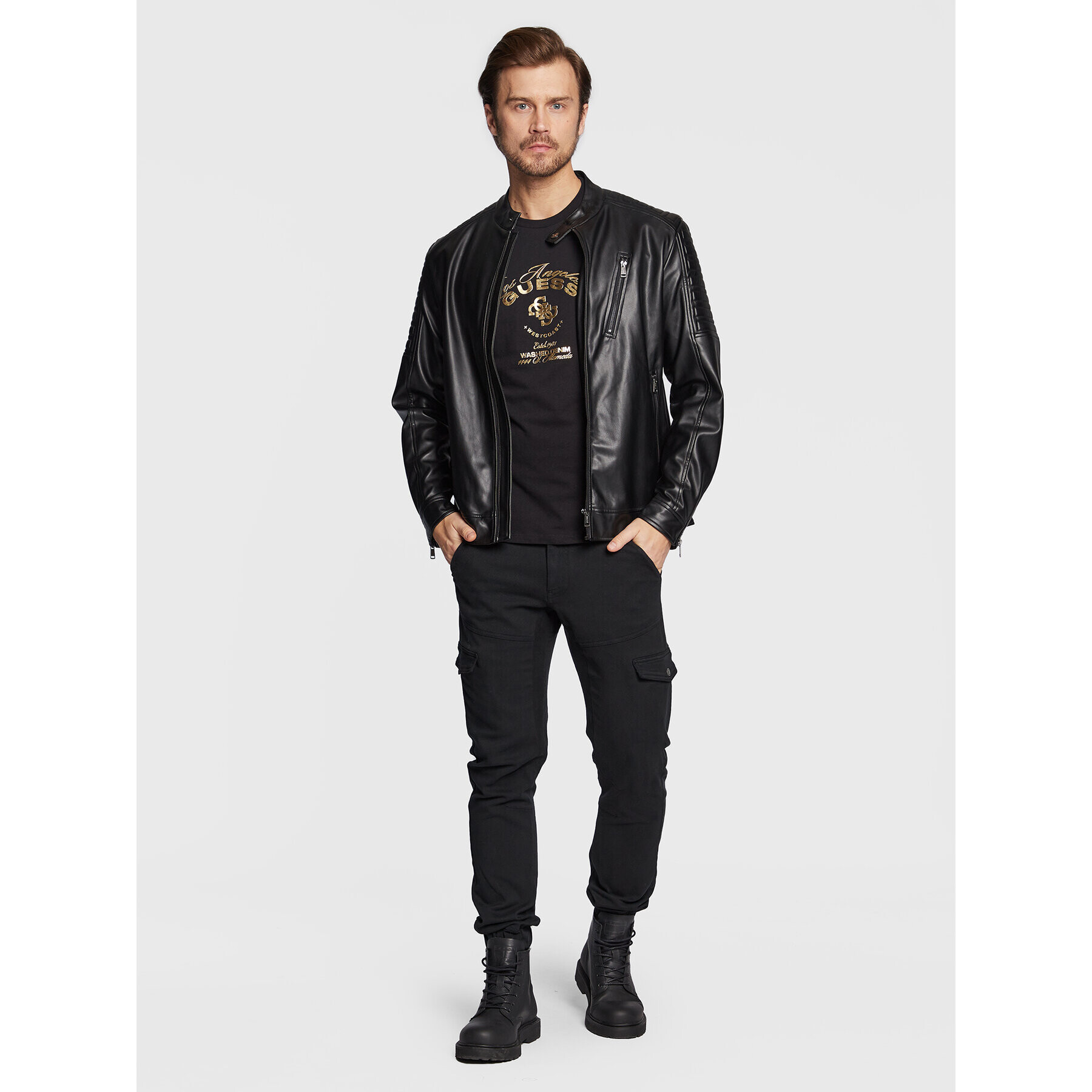 Guess Tricou M3RI69 KBDK0 Negru Slim Fit - Pled.ro