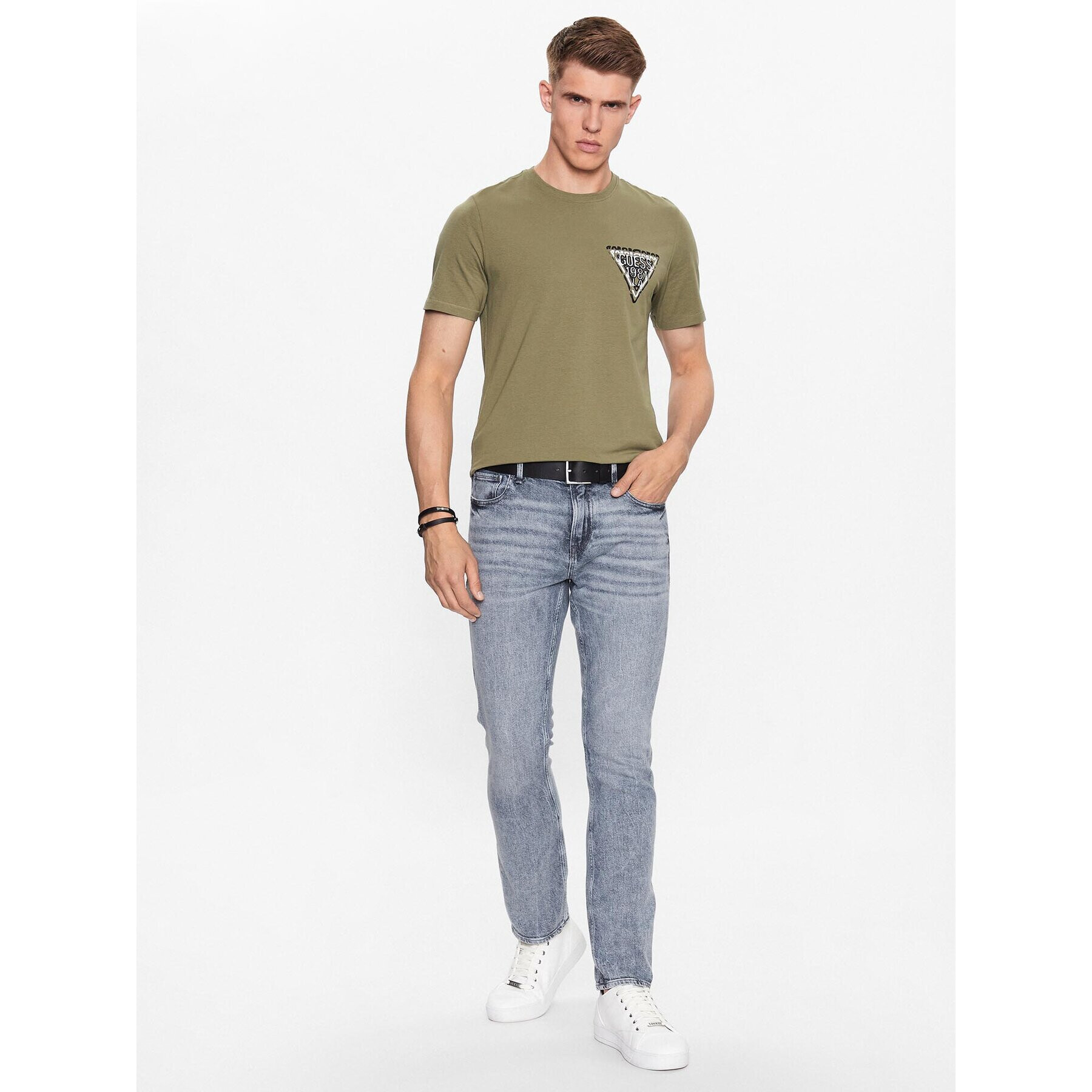 Guess Tricou M3YI22 J1314 Verde Slim Fit - Pled.ro